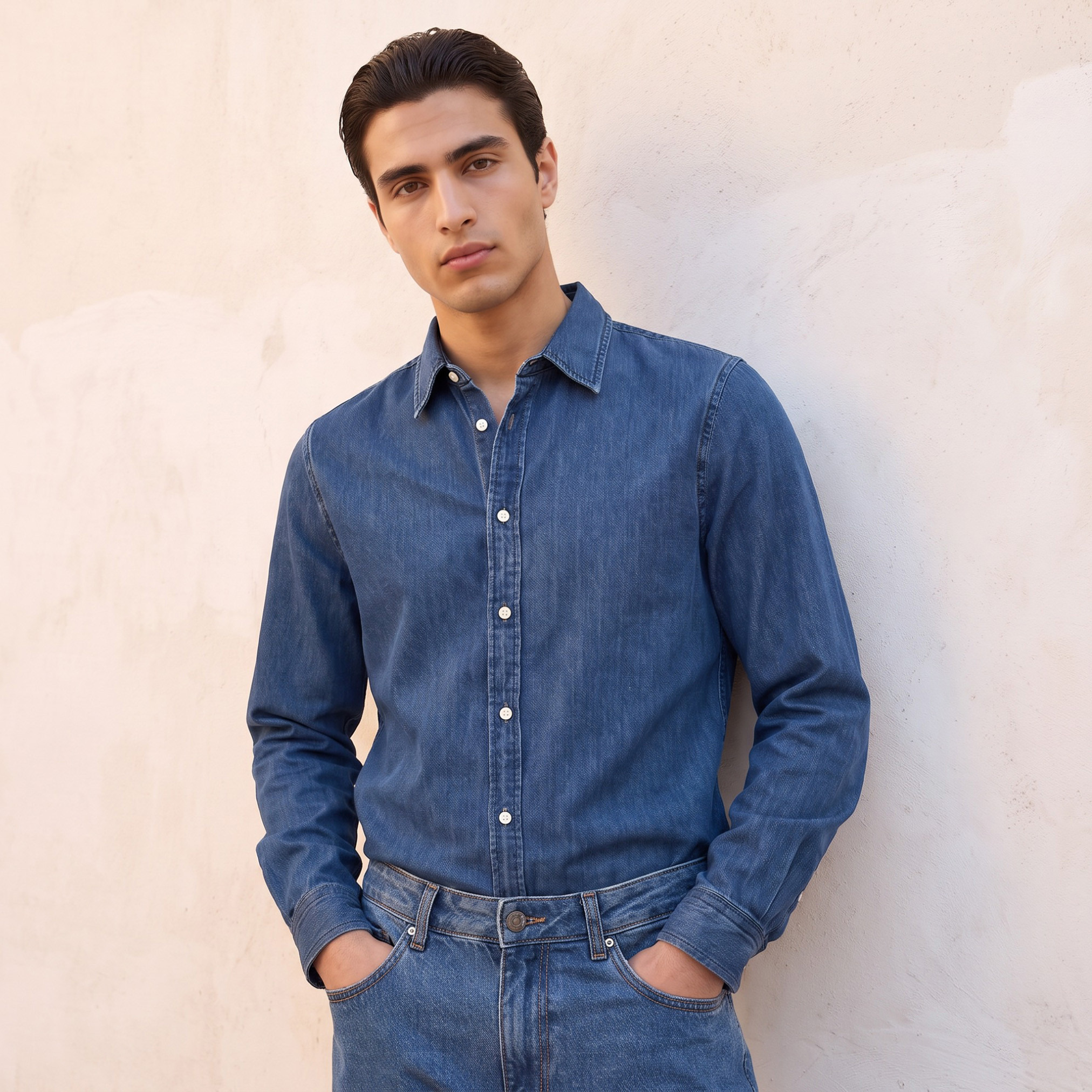 قميص بياقة وقصة عادية وأكمام طويلة من لي كوبر-men-clothing-shirts-image-1