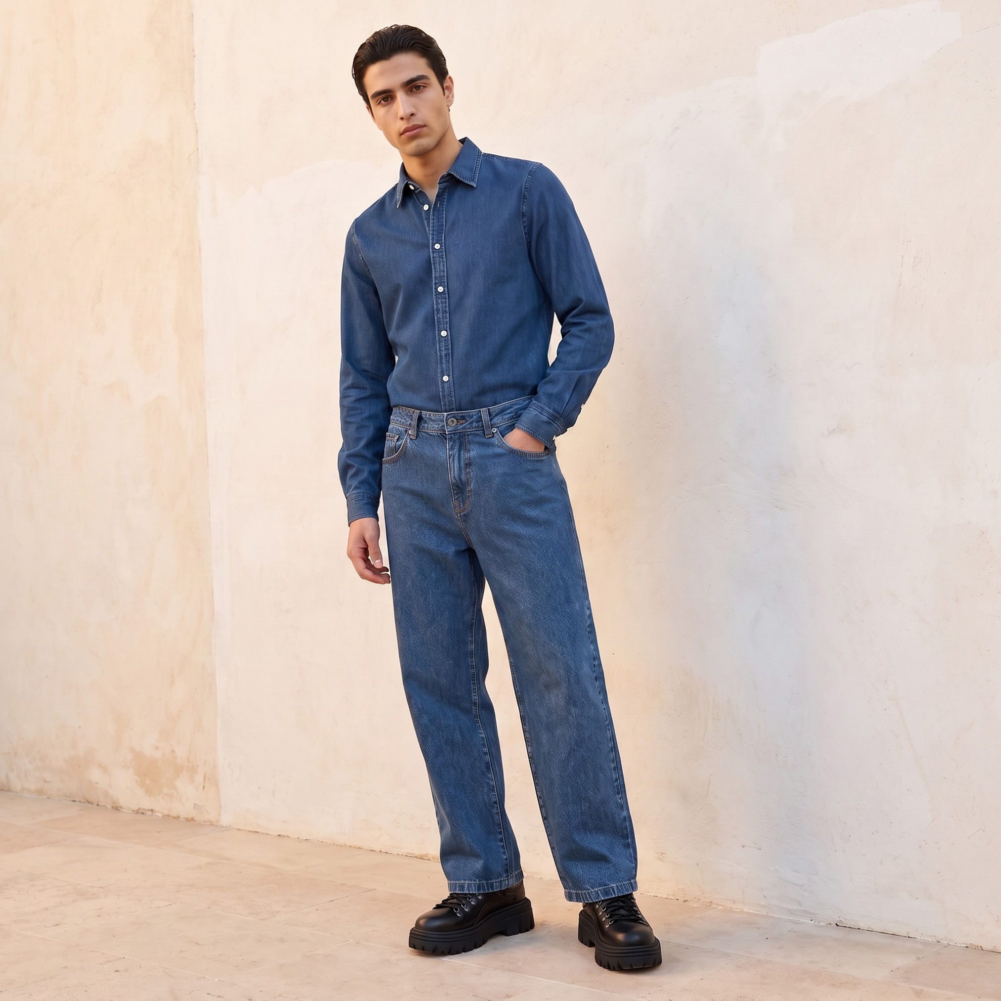 قميص بياقة وقصة عادية وأكمام طويلة من لي كوبر-men-clothing-shirts-image-3
