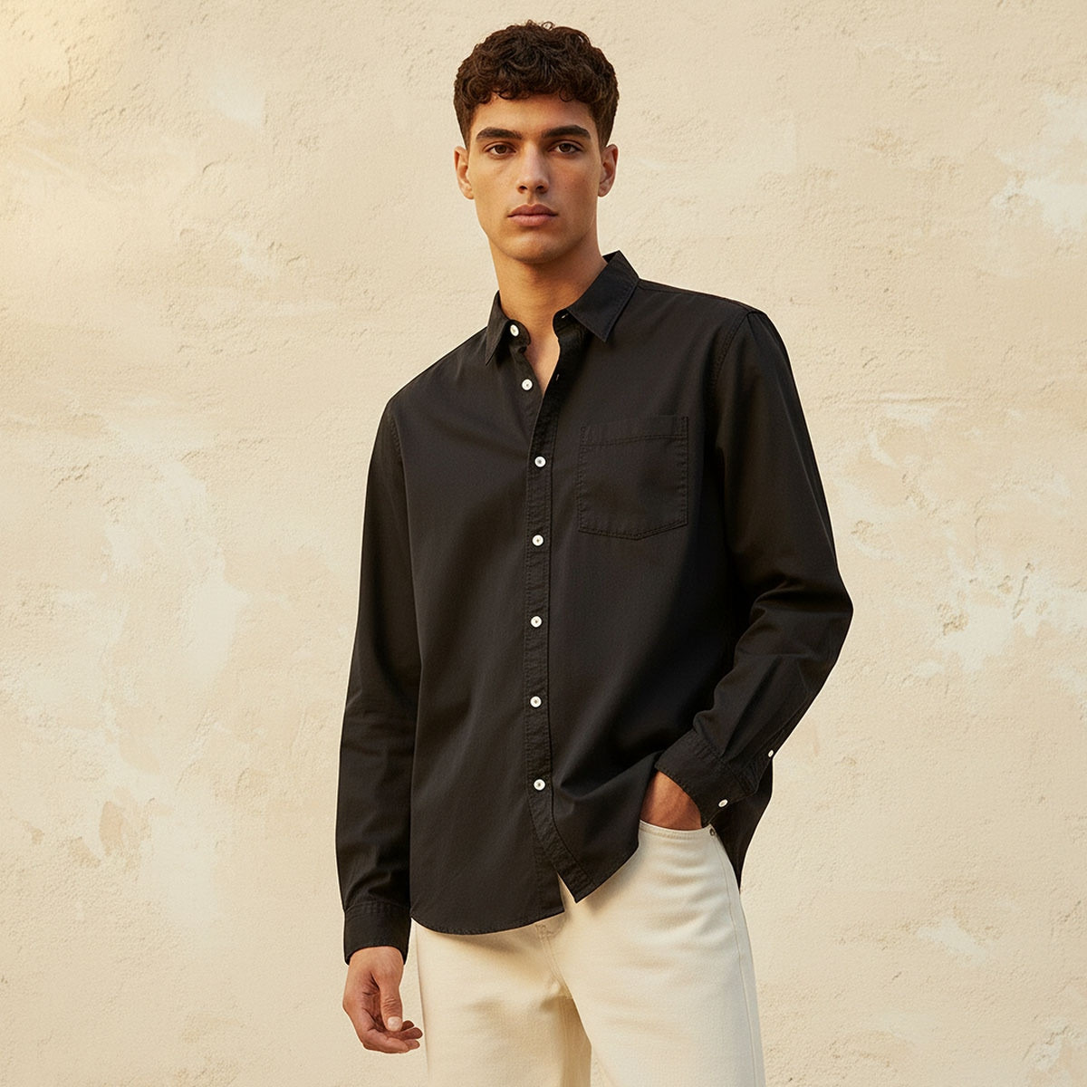 قميص بقصة عادية وياقة وأكمام طويلة من لي كوبر-men-clothing-shirts-image-5