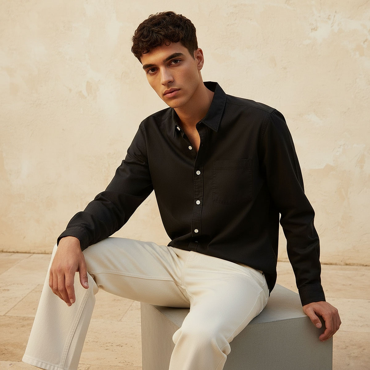 قميص بقصة عادية وياقة وأكمام طويلة من لي كوبر-men-clothing-shirts-image-6