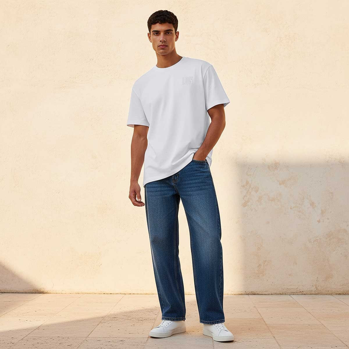 تيشيرت مطرز بقصّة عادية وياقة ضيّقة من لي كوبر-men-clothing-tshirtsandpolos-tshirts-image-3