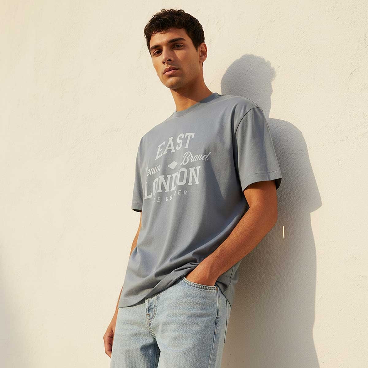 تيشيرت بقصة عادية وياقة ضيقة وأكمام قصيرة وطبعات من لي كوبر-men-clothing-tshirtsandpolos-tshirts-image-1