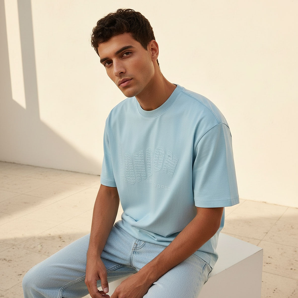 تيشيرت مطرز بقصة عادية وياقة ضيقة من لي كوبر-men-clothing-tshirtsandpolos-tshirts-image-6