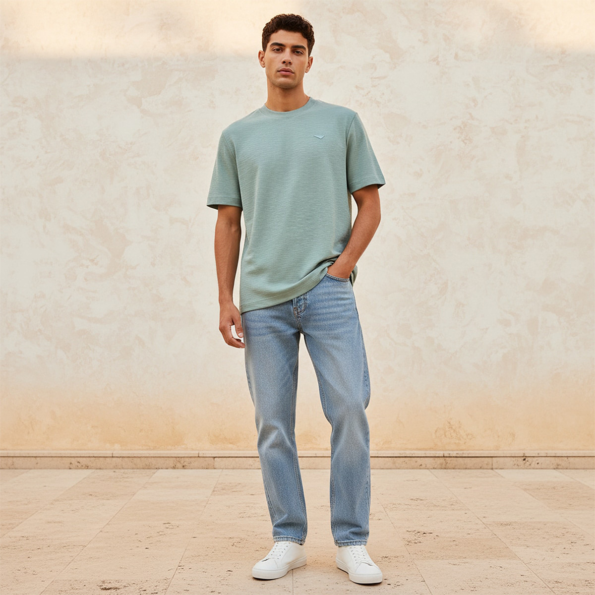 تيشيرت بياقة ضيقة وأكمام قصيرة من  لي كوبر-men-clothing-tshirtsandpolos-tshirts-image-3