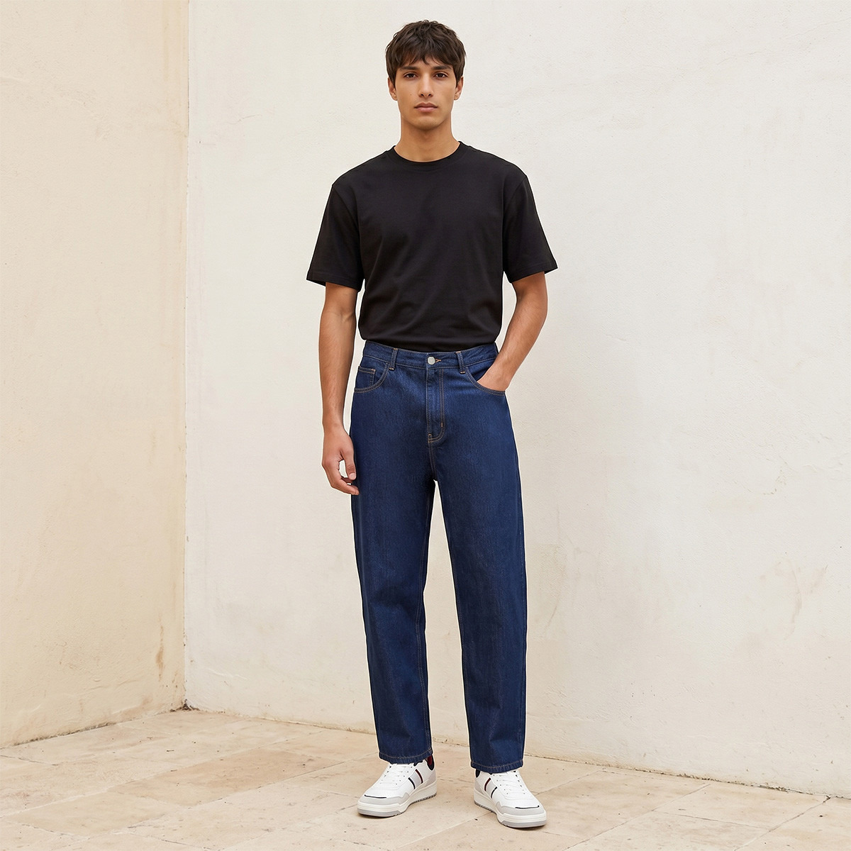 بنطلون جينز قطن بقصة باغي من لي كوبر-men-clothing-bottoms-trousersandchinos-trousers-image-3