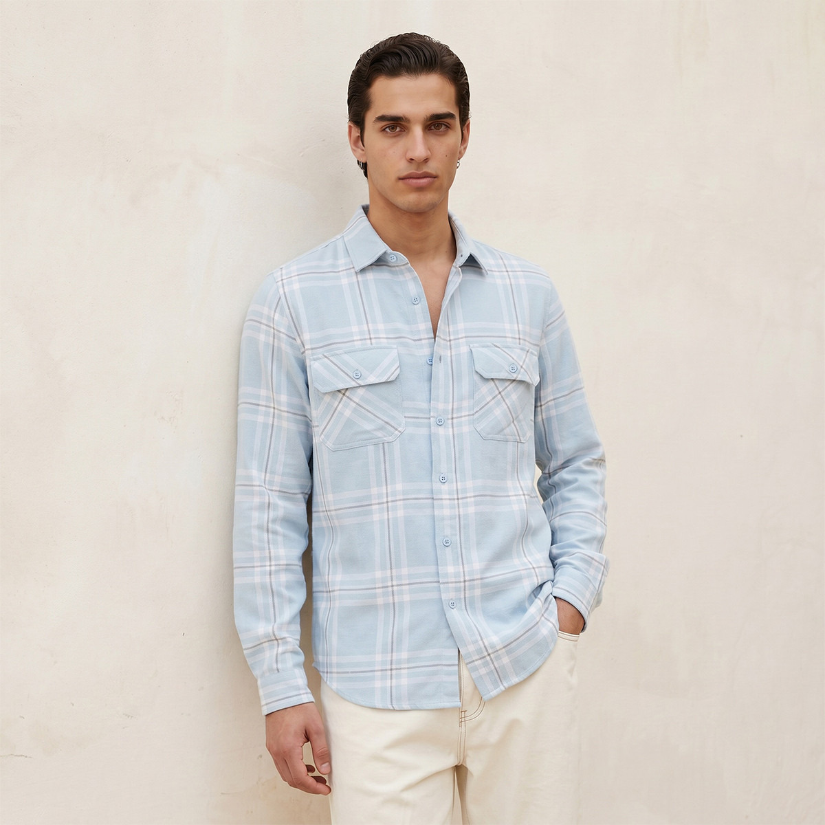 Lee Cooper Regular Fit Collared Checked Long Sleeves Shirt-men-clothing-shirts-image-1