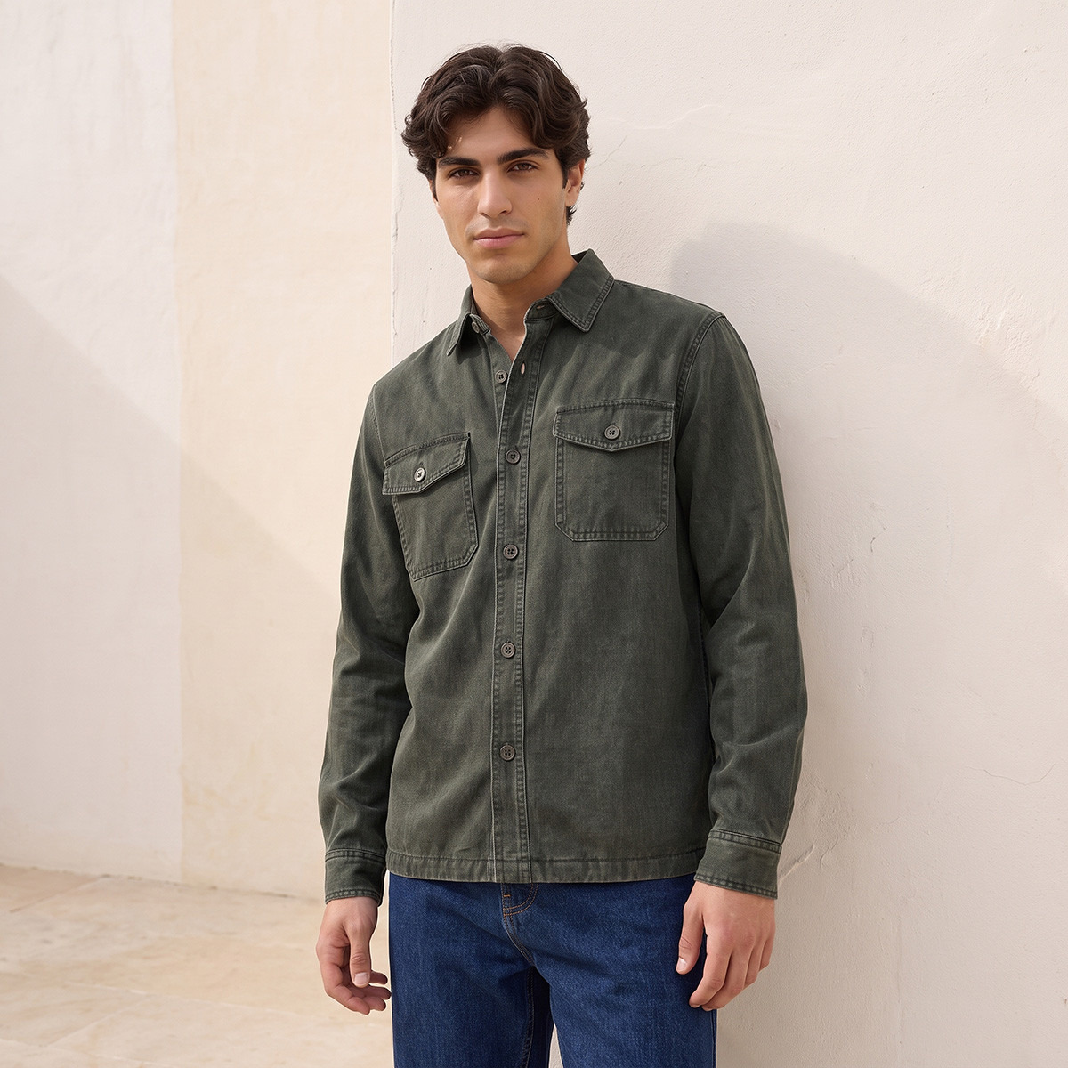 جاكيت قطن بياقة من لي كوبر-men-clothing-jacketsandblazers-jackets-image-6