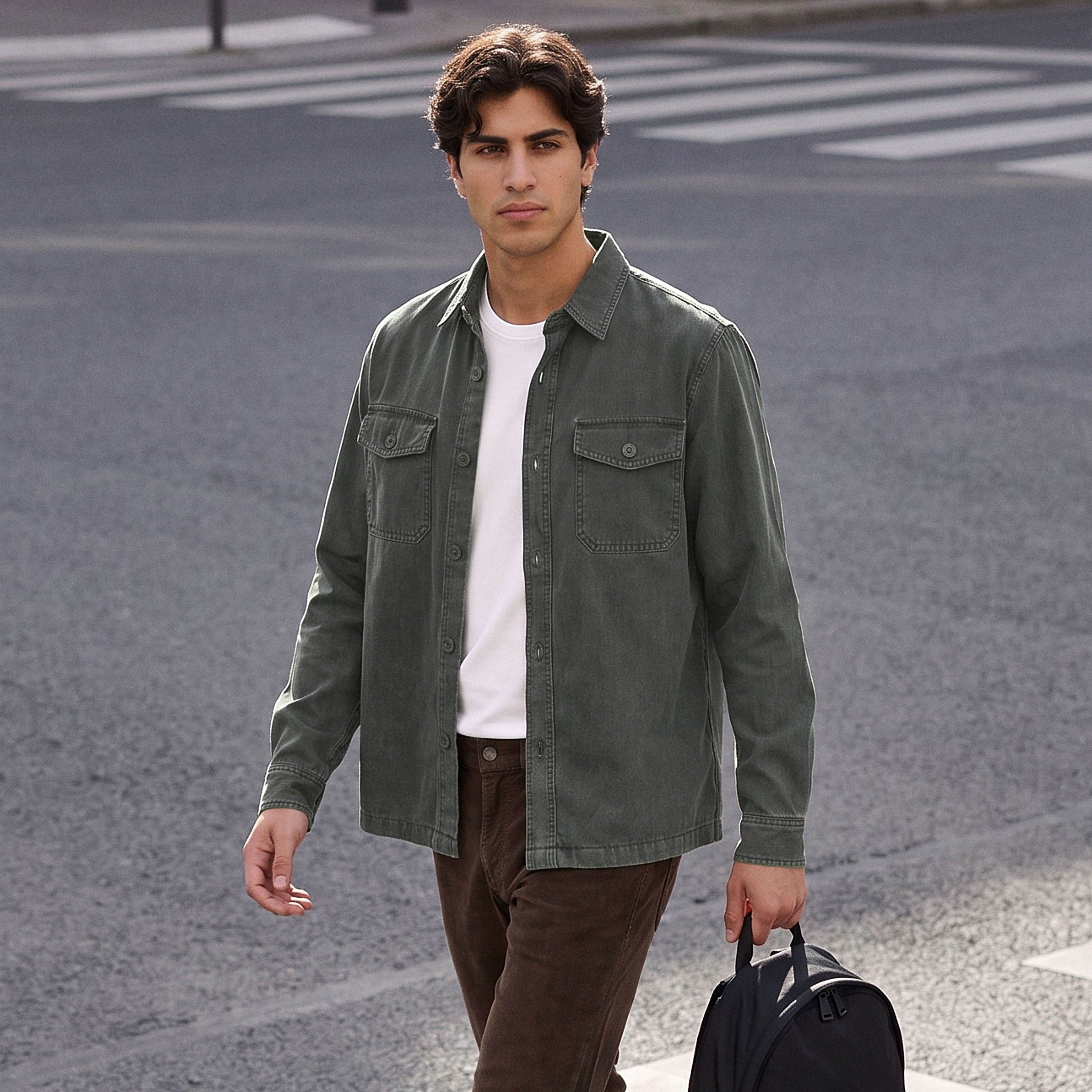 جاكيت قطن بياقة من لي كوبر-men-clothing-jacketsandblazers-jackets-image-1