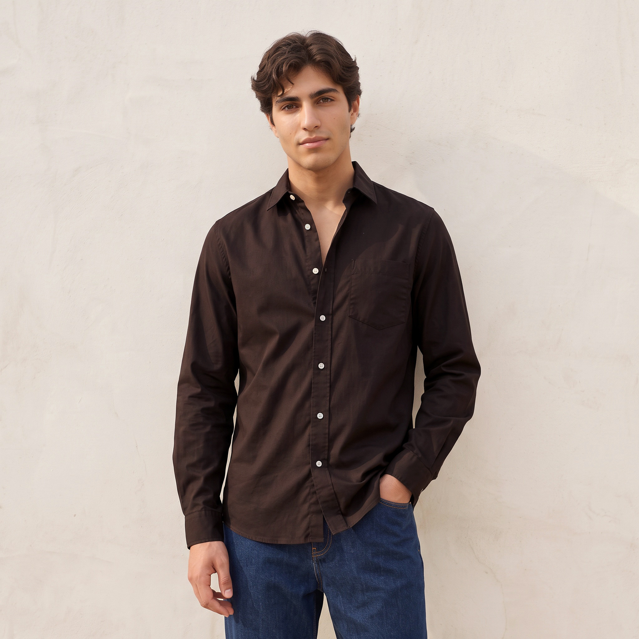 قميص قطن بقصة مستقيمة من لي كوبر-men-clothing-shirts-image-1
