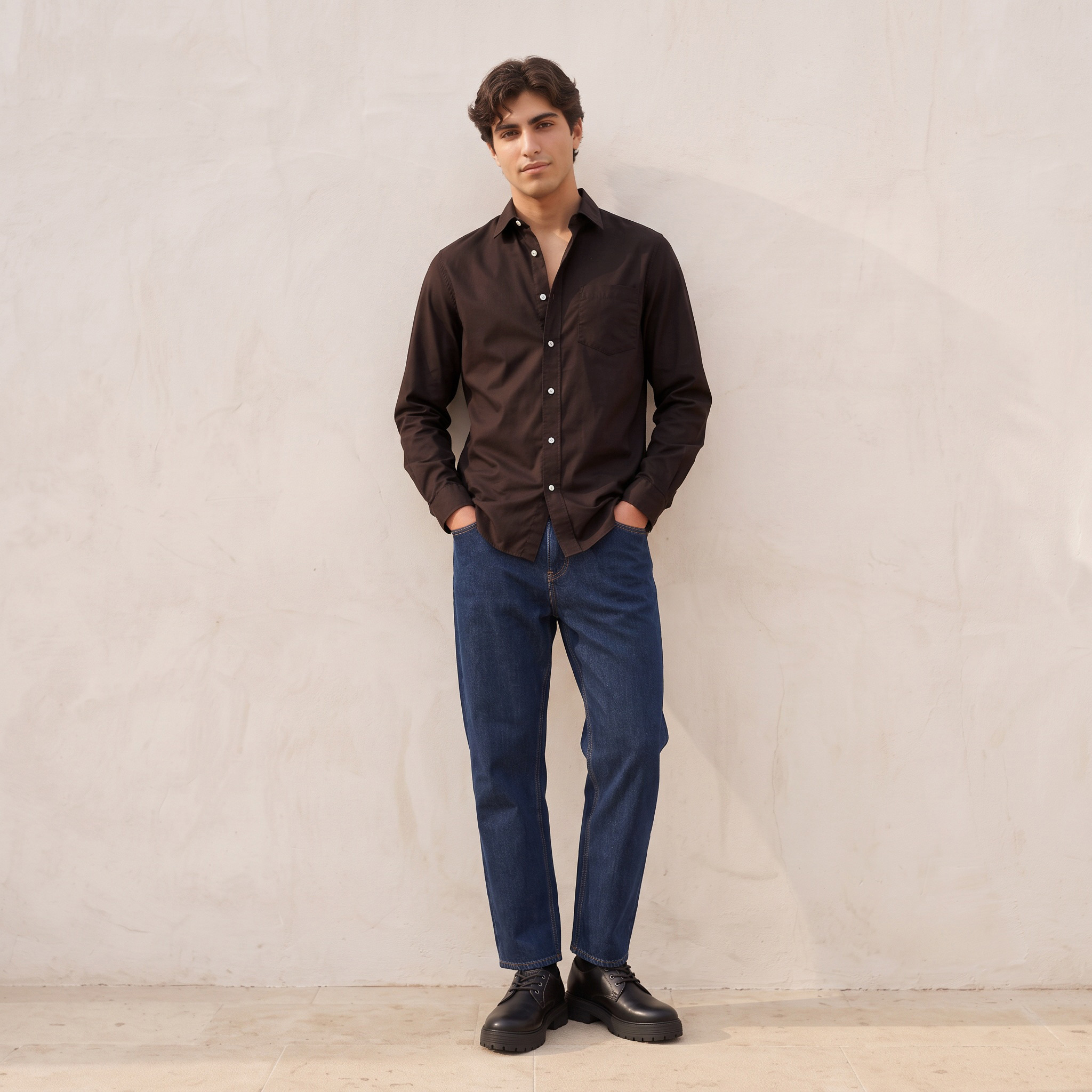 قميص قطن بقصة مستقيمة من لي كوبر-men-clothing-shirts-image-2