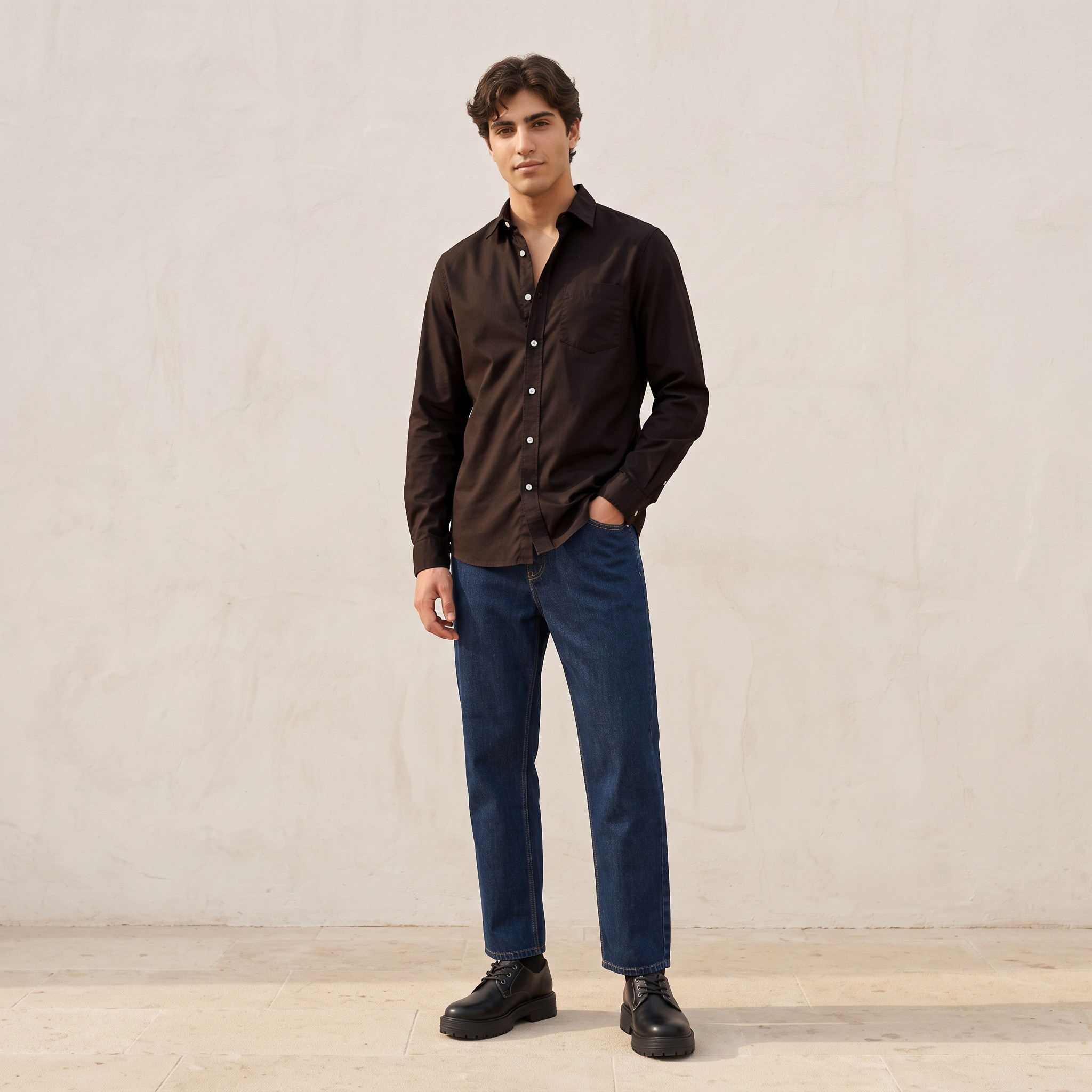 قميص قطن بقصة مستقيمة من لي كوبر-men-clothing-shirts-image-4