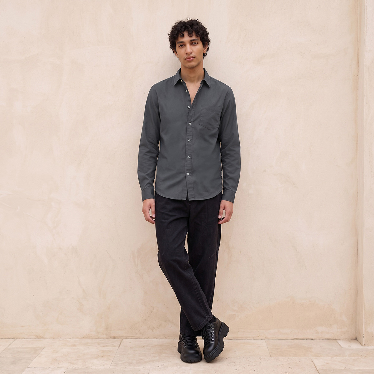قميص قطن بقصة مستقيمة من لي كوبر-men-clothing-shirts-image-2