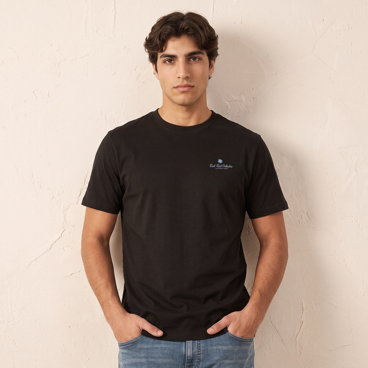 تيشيرت قطن بياقة ضيقة من لي كوبر-men-clothing-tshirtsandpolos-tshirts-image-1