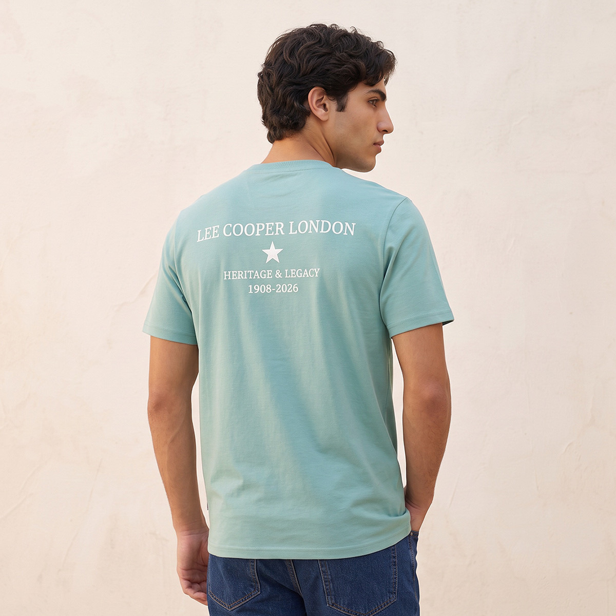 تيشيرت قطن بياقة ضيقة من لي كوبر-men-clothing-tshirtsandpolos-tshirts-image-1