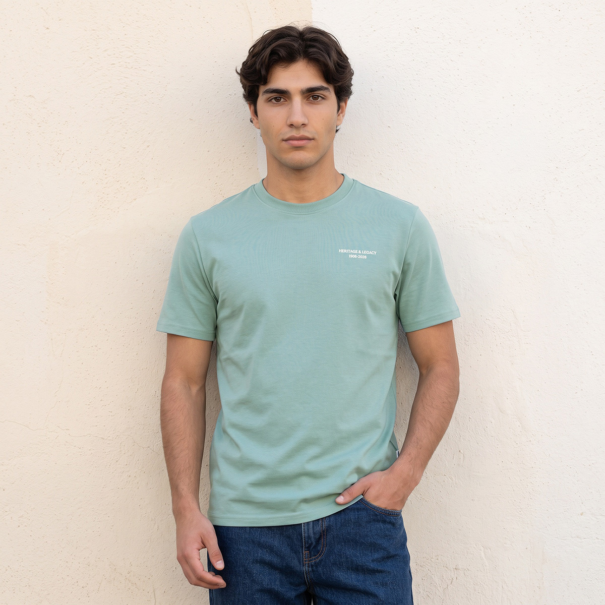 تيشيرت قطن بياقة ضيقة من لي كوبر-men-clothing-tshirtsandpolos-tshirts-image-3