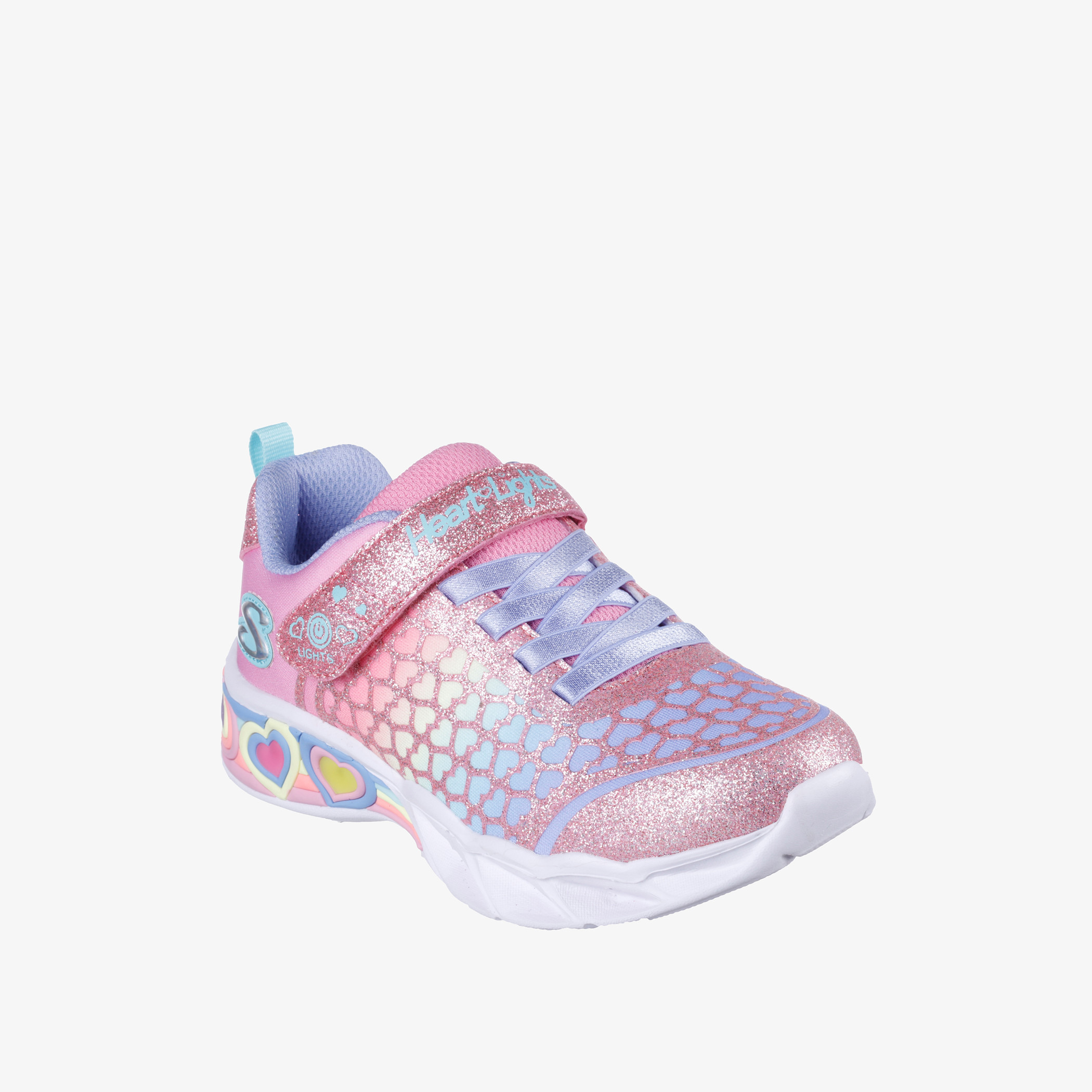 سنيكرز مضيء لامع للفتيات مع خطاف وحلقة إغلاق - SWEETHEART LIGHTS-girls-shoes-sneakers-image-1