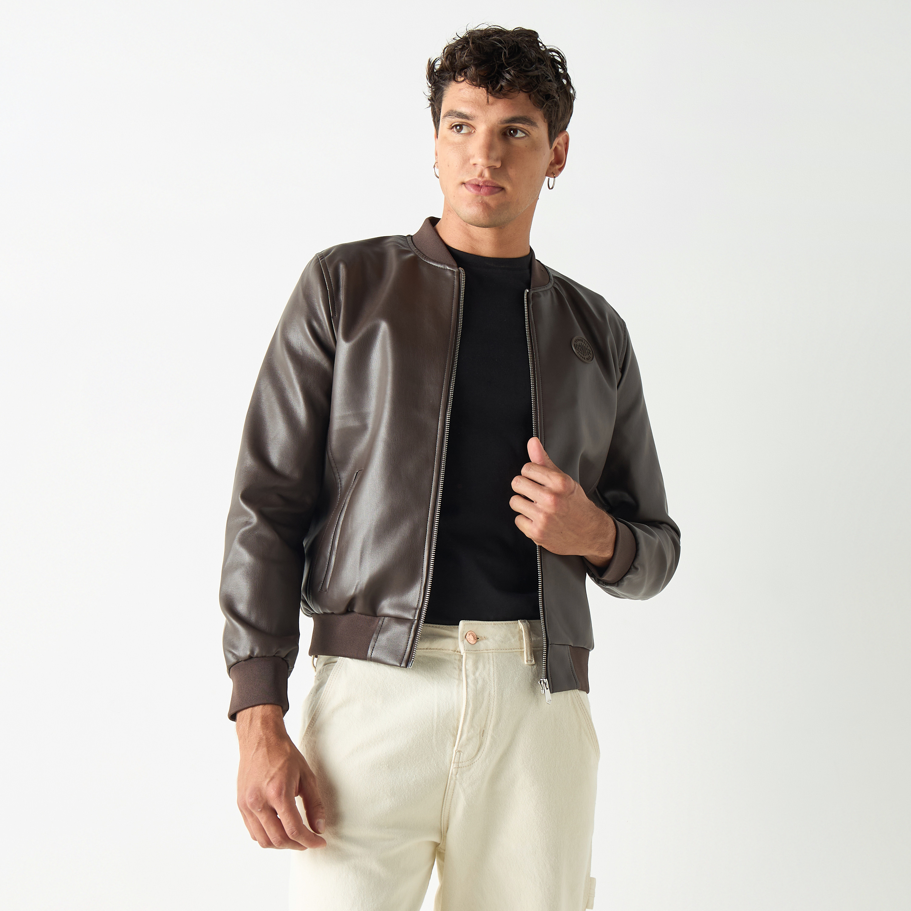 Shop Lee Cooper Zip Through Bomber Jacket with Pockets Online Splash UAE