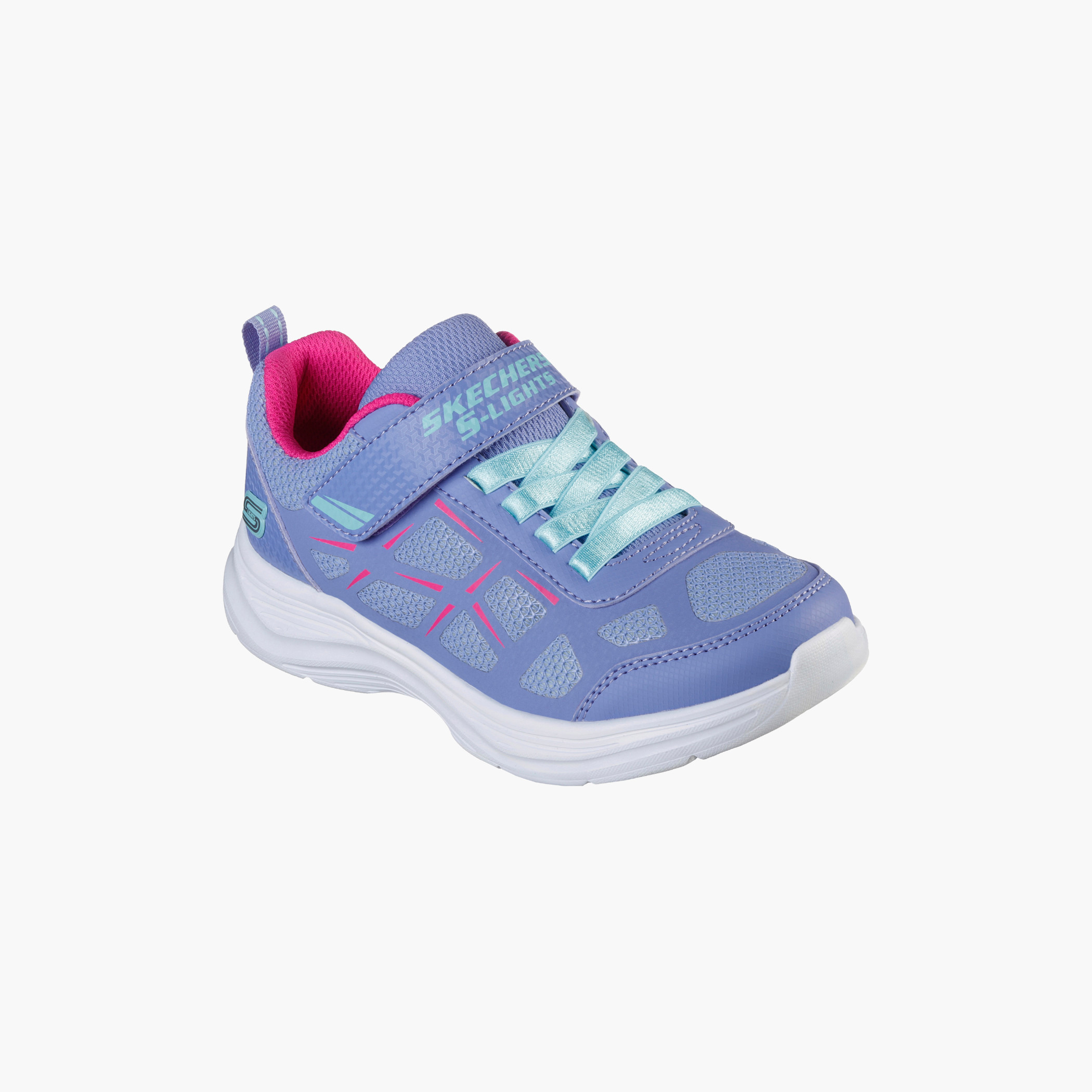 حذاء بمقدمة مستديرة من سكيتشرز بلون أرجواني للأطفال مع شعار دائري من فيلكرو-girls-shoes-sneakers-image-1
