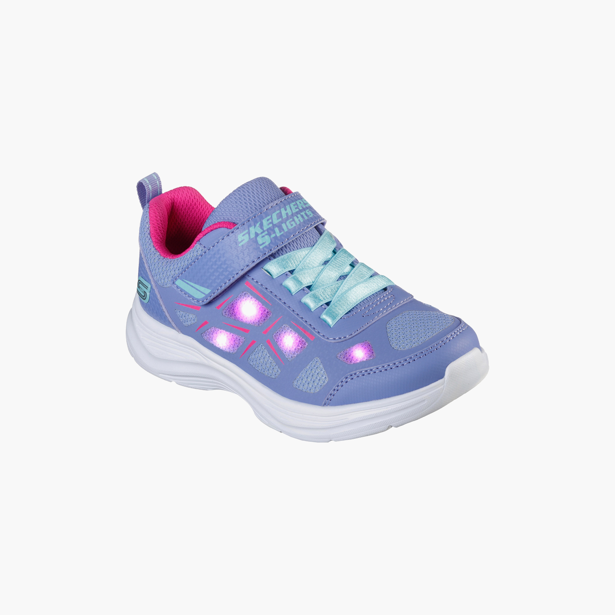 حذاء بمقدمة مستديرة من سكيتشرز بلون أرجواني للأطفال مع شعار دائري من فيلكرو-girls-shoes-sneakers-image-2