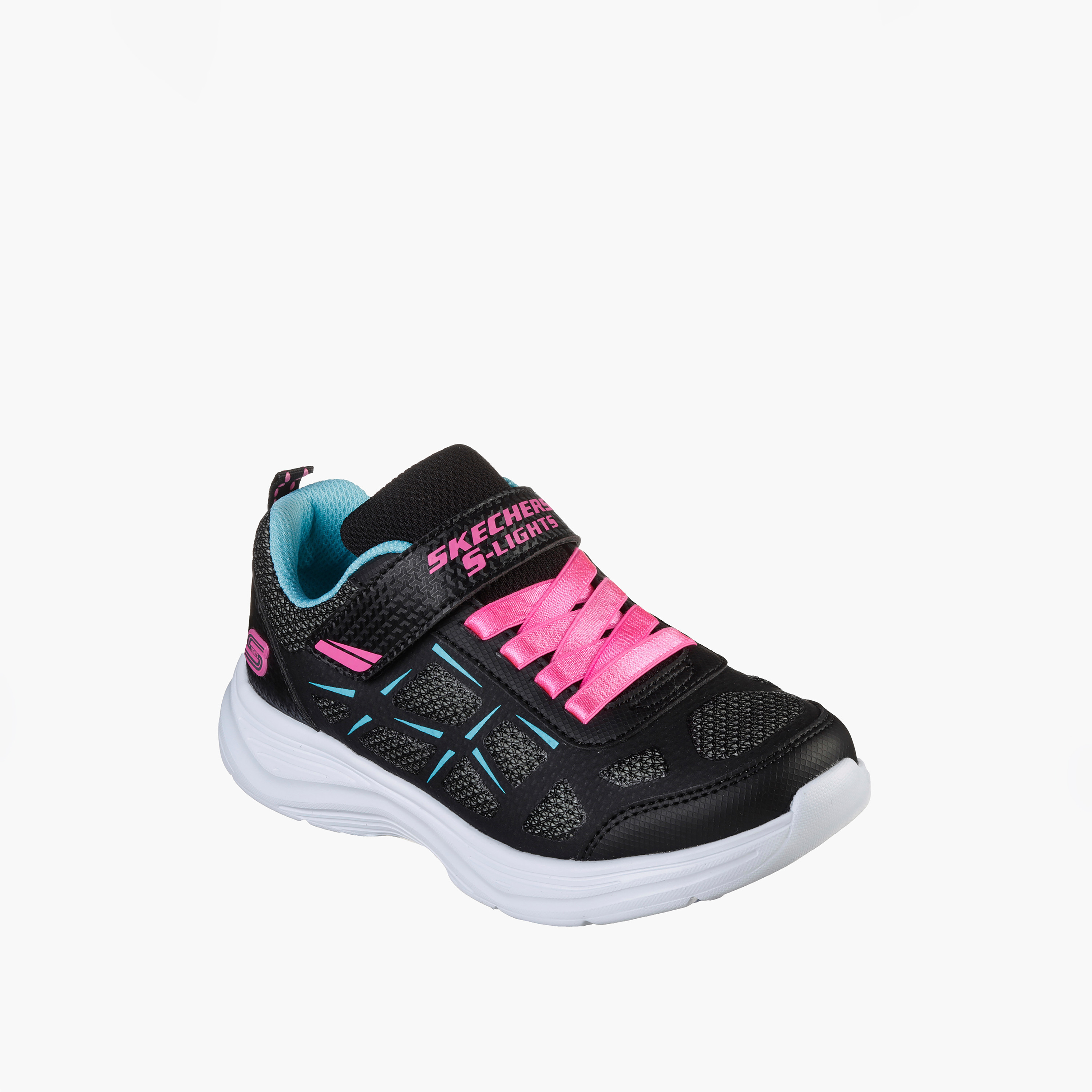 حذاء بمقدمة مستديرة من سكيتشرز بلون أسود للأطفال مع شعار دائري من فيلكرو-girls-shoes-sneakers-image-1