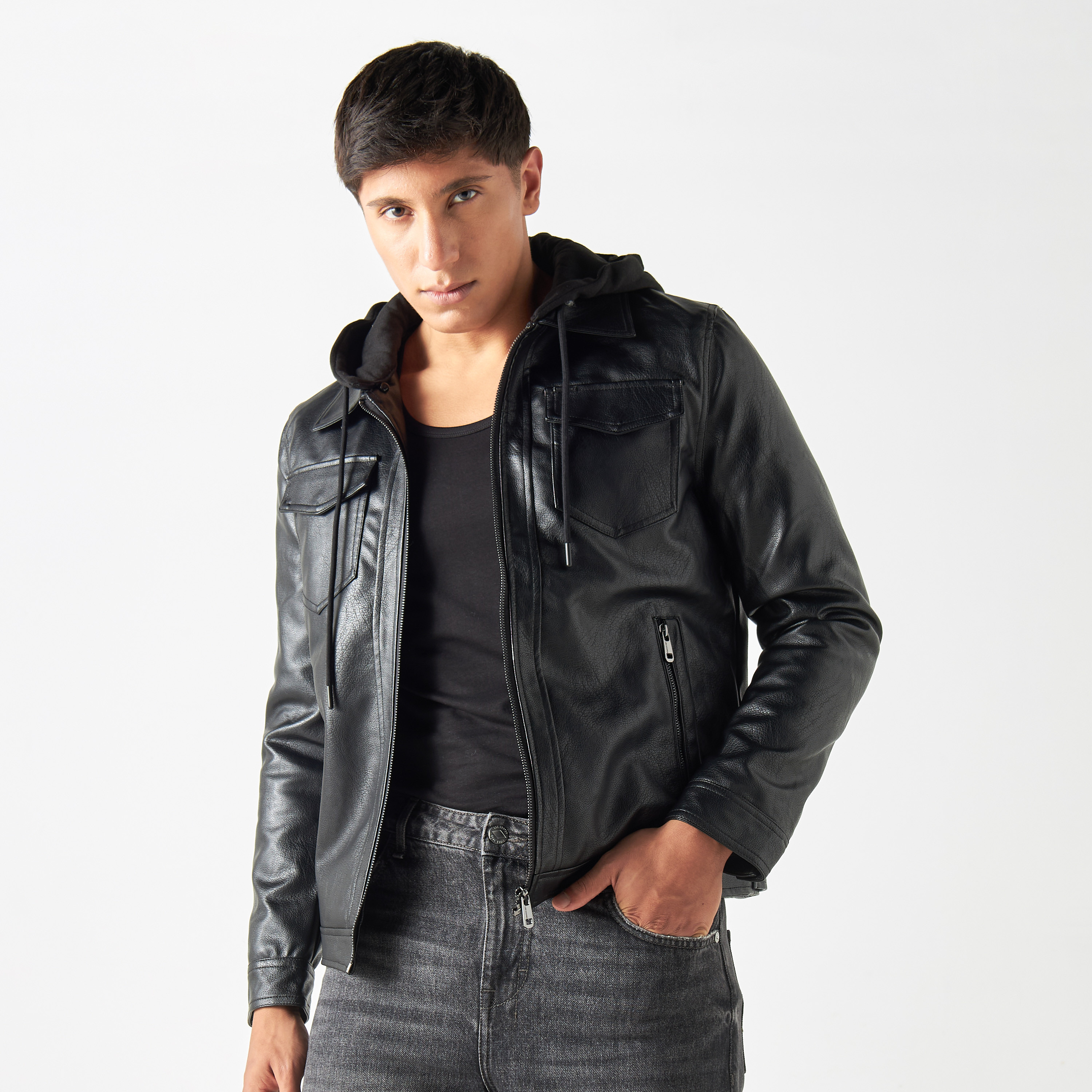 Buy Women's Lee Cooper Solid Biker Jacket with Pockets and Zip Closure  Online | Centrepoint Bahrain