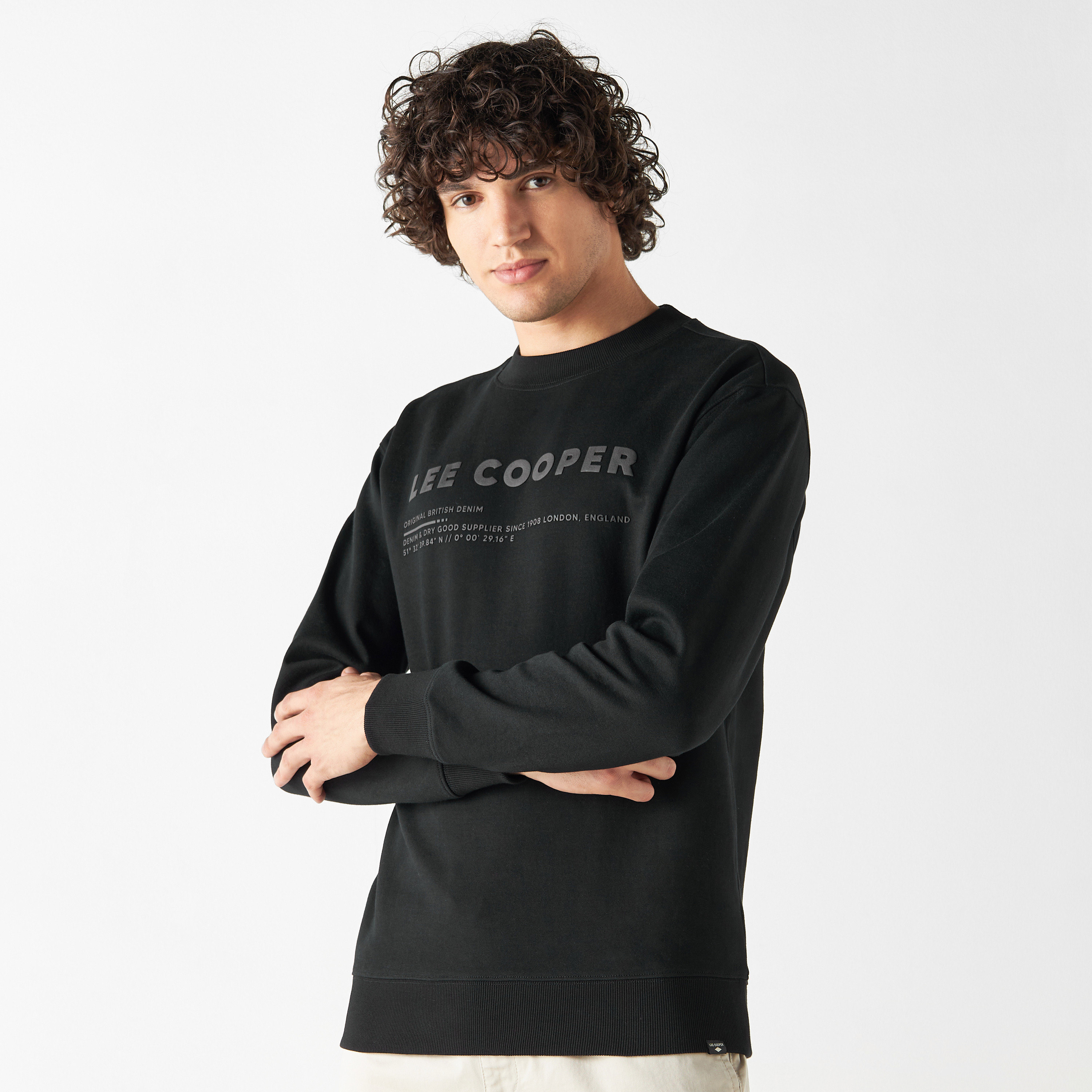 Buy Lee Cooper Logo Print Sweatshirt with Crew Neck and Long Sleeves Splash UAE