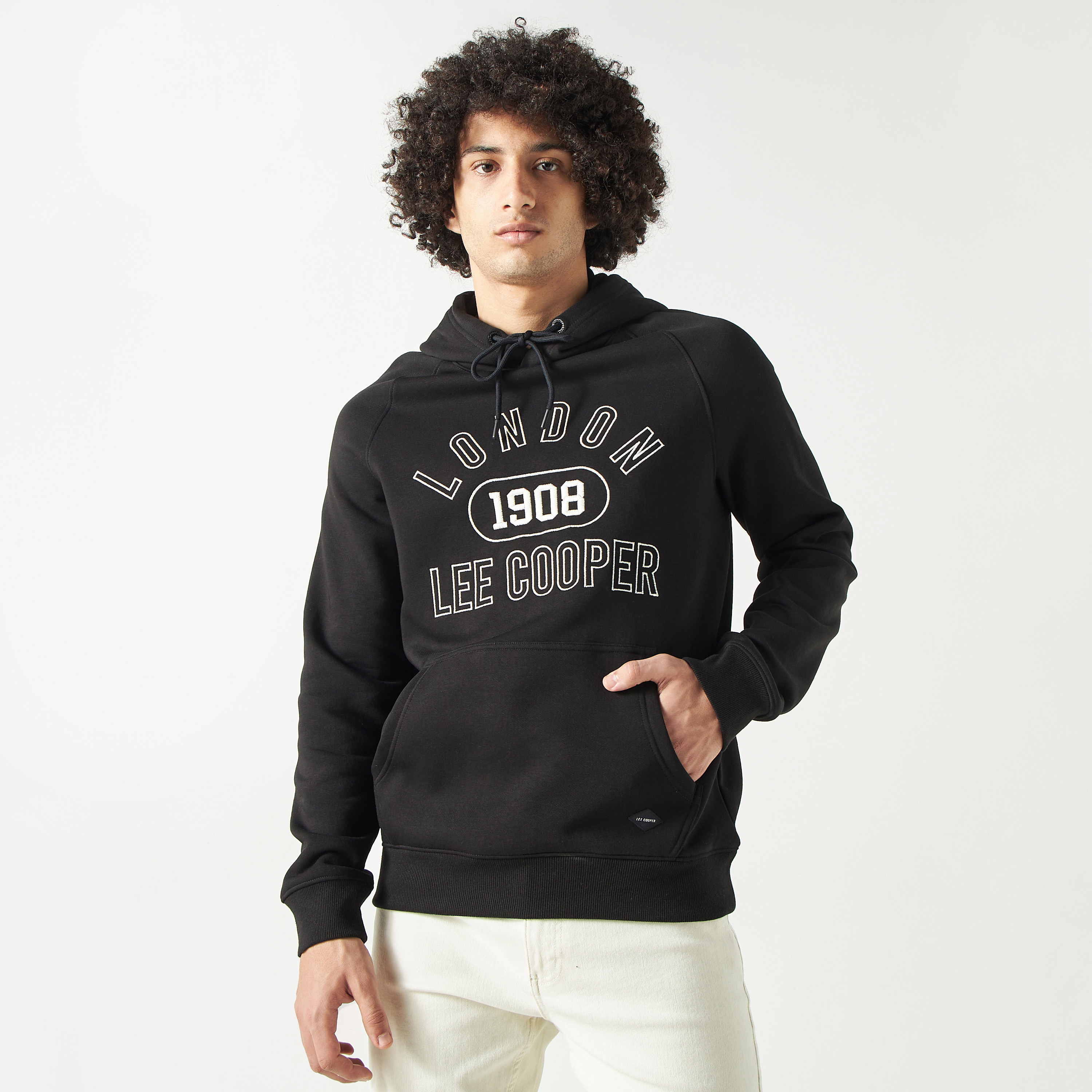 Buy Lee Cooper Embroidered Hoodie with Kangaroo Pocket Splash KSA