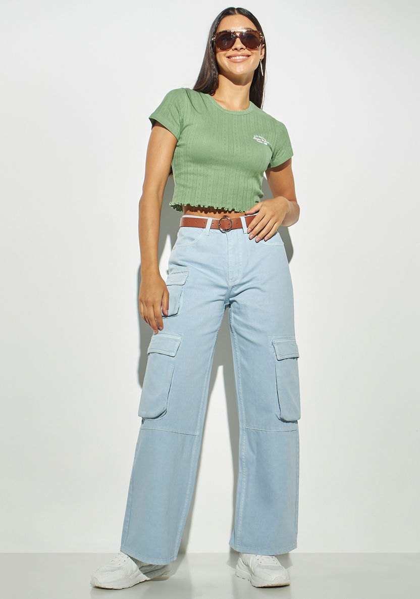 Buy Women's Lee Cooper Straight Fit Cargo Jeans with Belt and Pockets ...