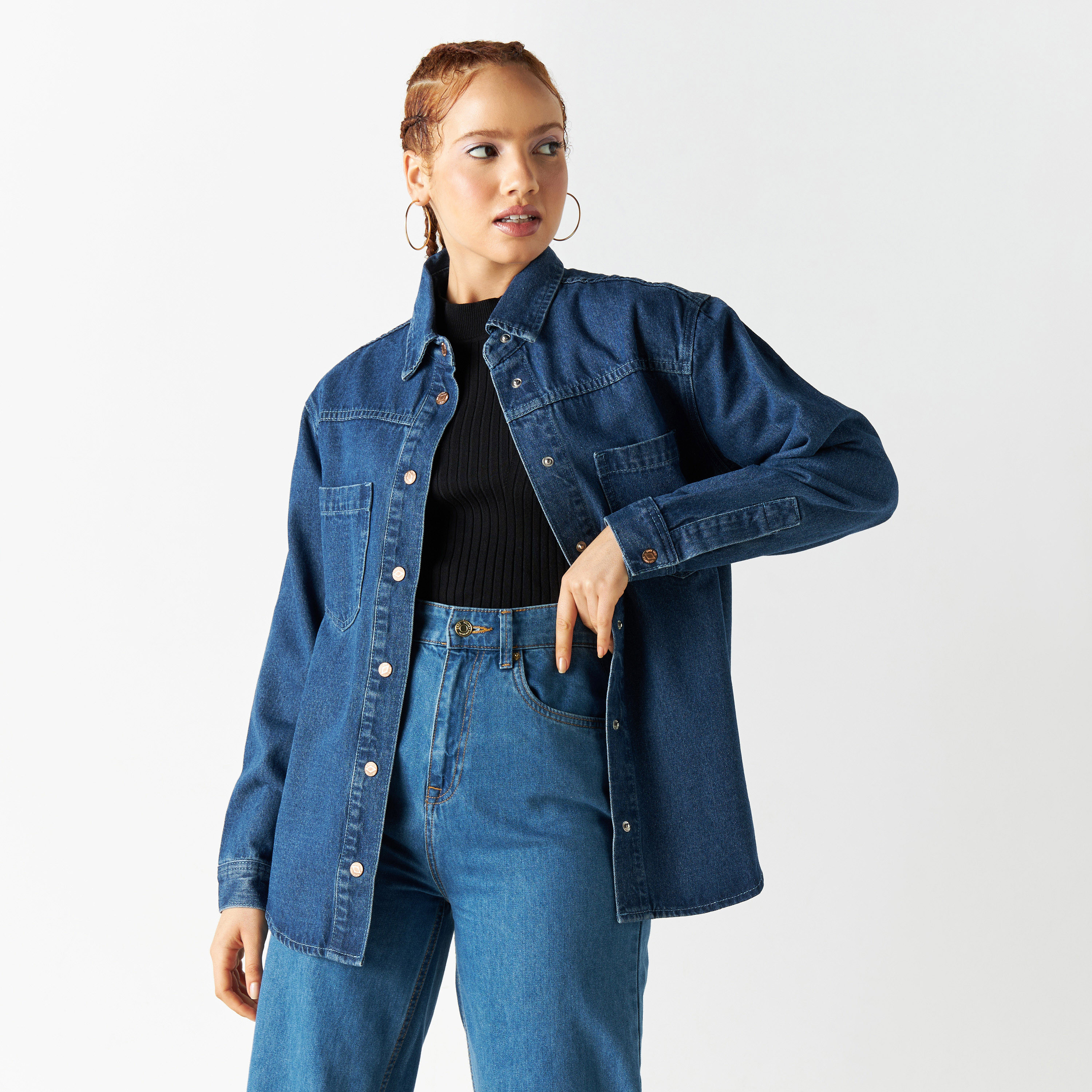 Denim 2024 shacket women's