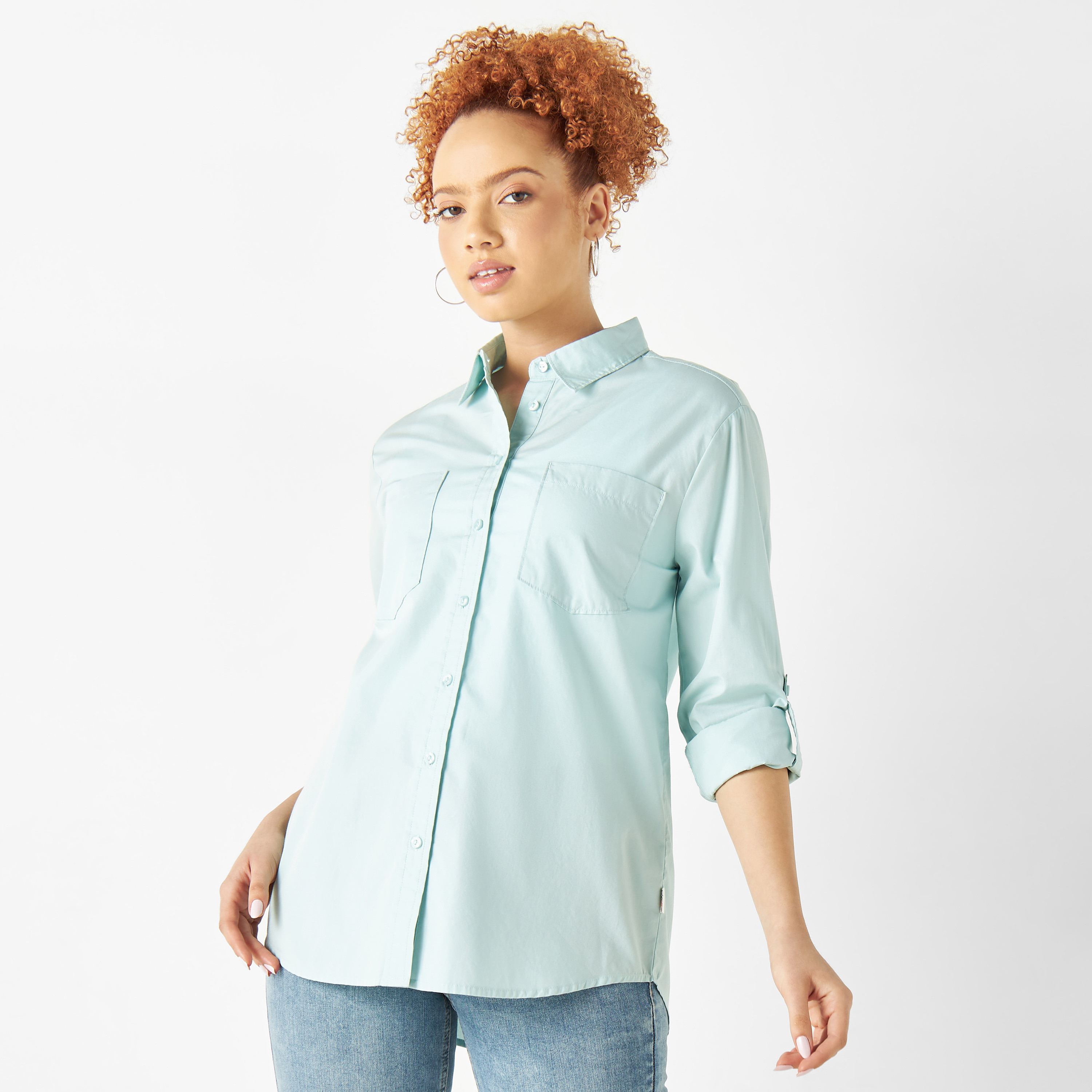 Denim button up store womens