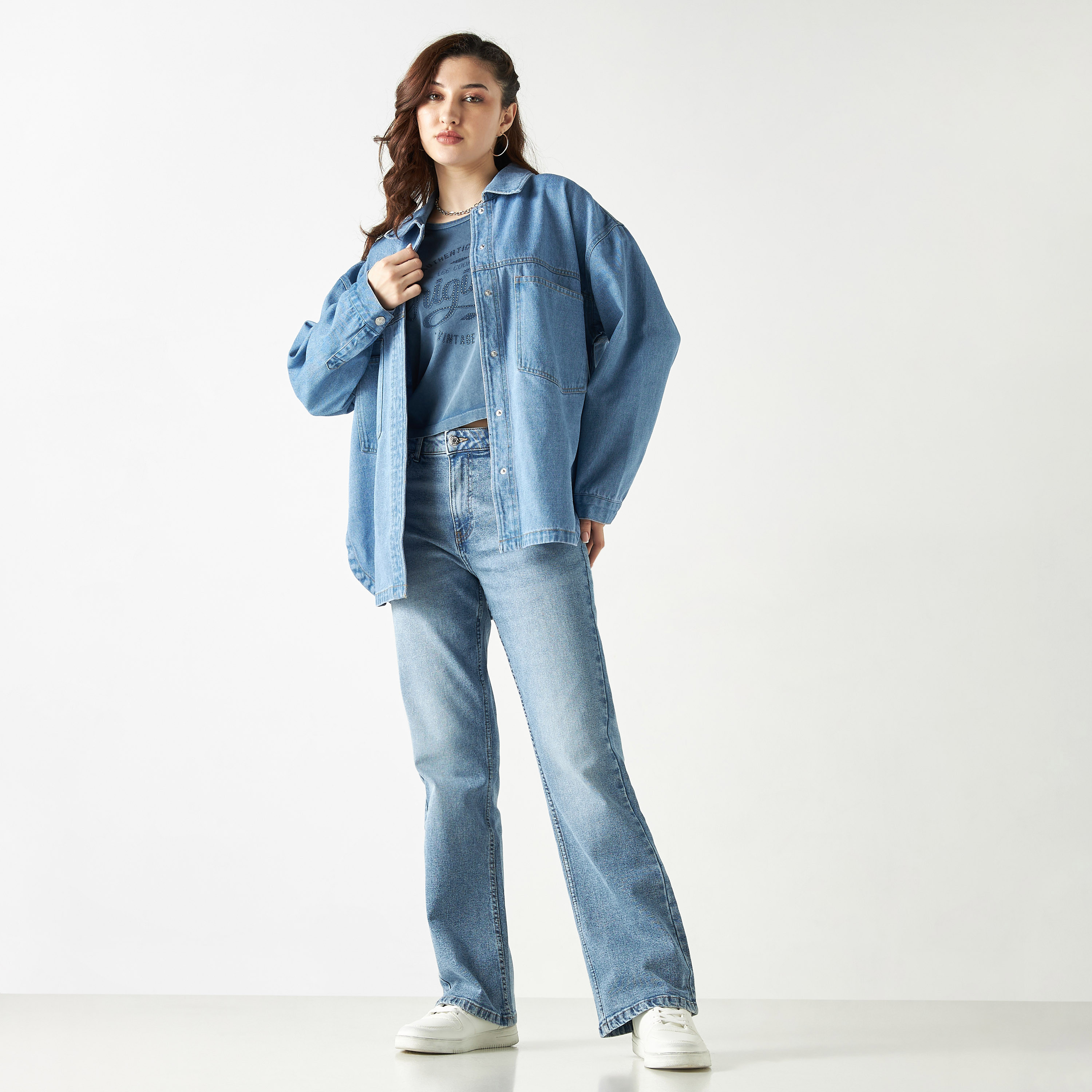 Lee Cooper Denim Shirt with Long Sleeves and Pockets-women-clothing-shirtsandblouses-shirts-image-2