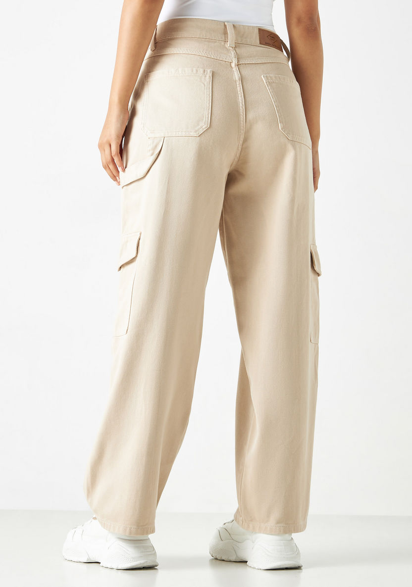 Buy Women's Lee Cooper Solid Cargo Pants with Button Closure and ...