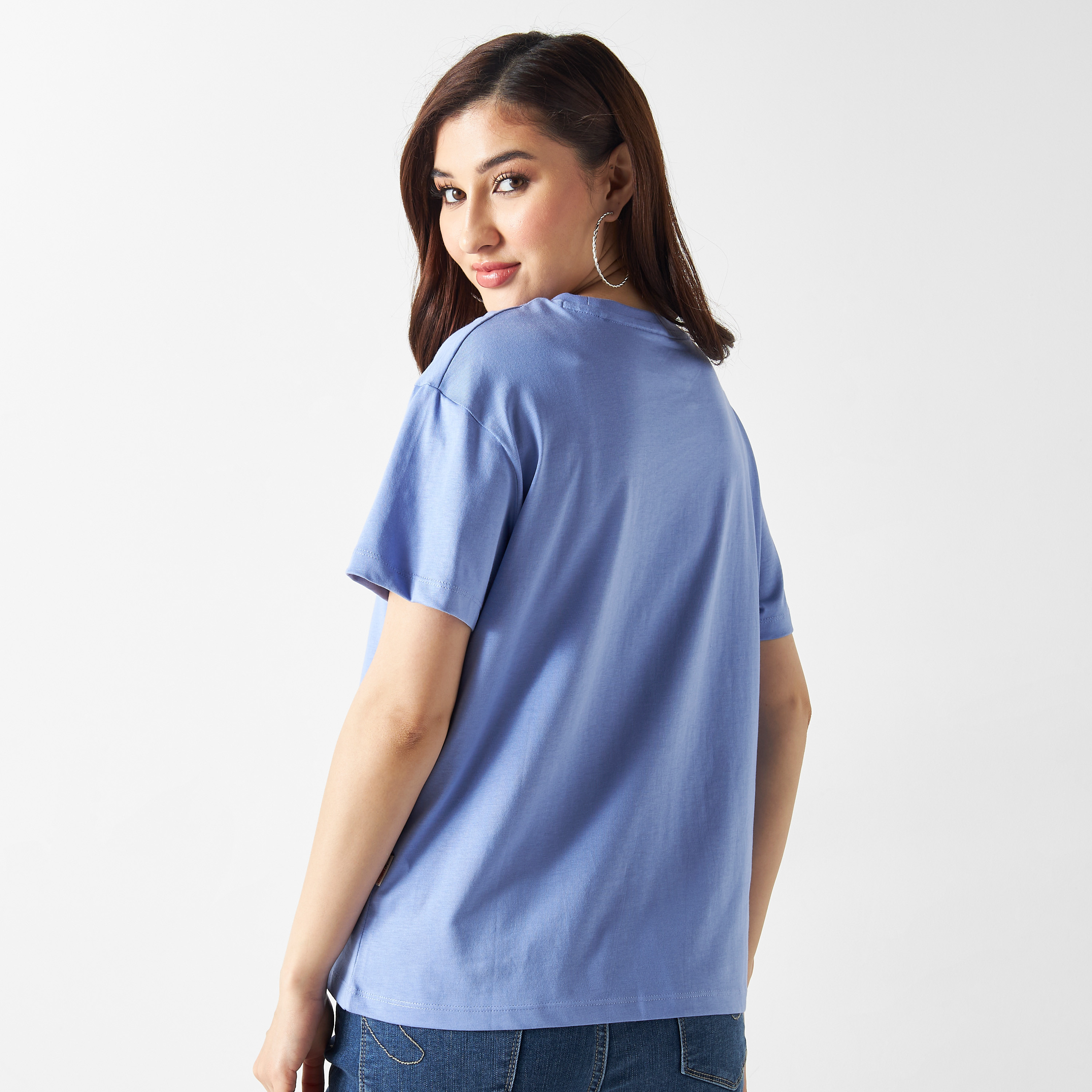 Lee Cooper Typography Detail T-shirt with Short Sleeves-women-clothing-tshirts-image-3
