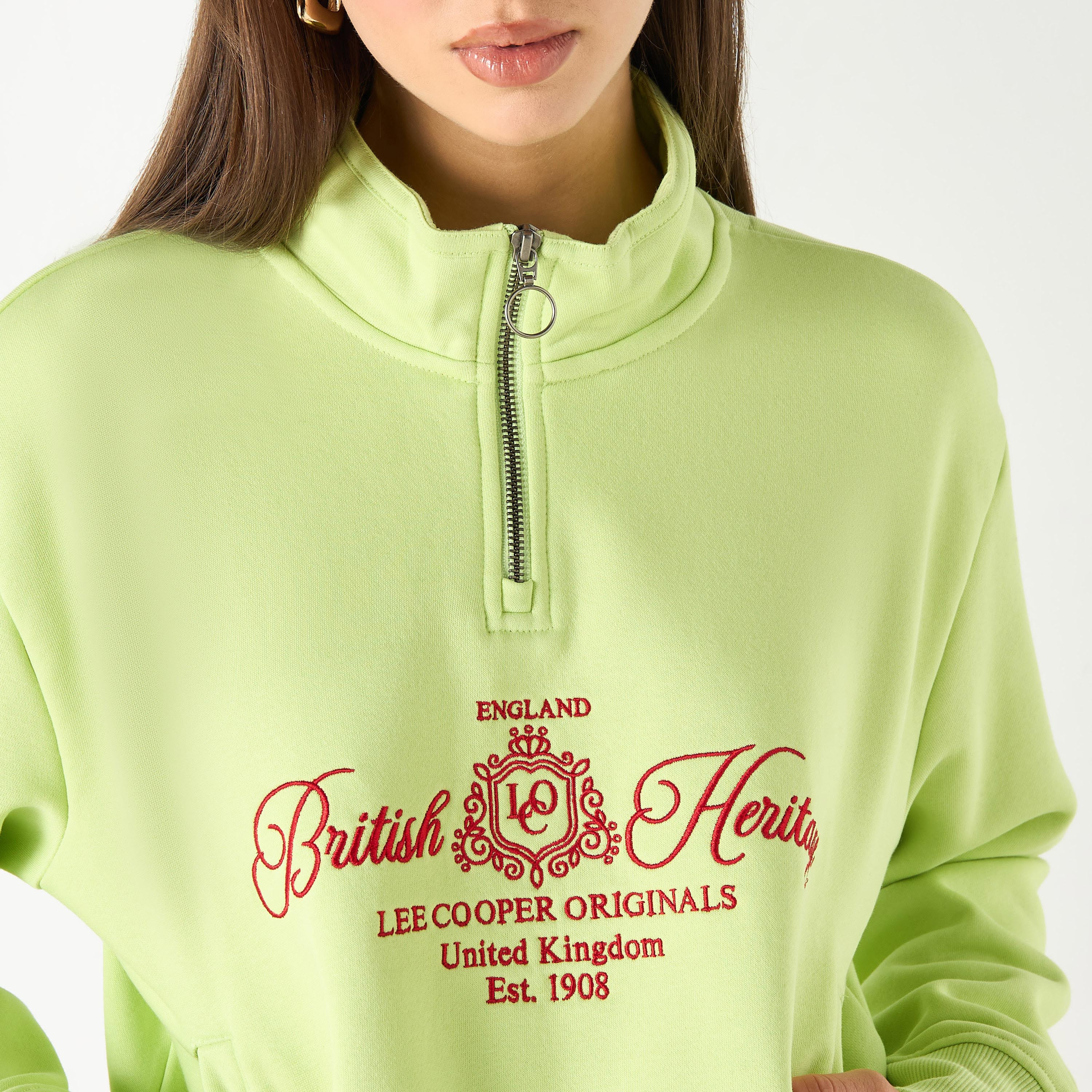 lee cooper printed fleece sweater ladies
