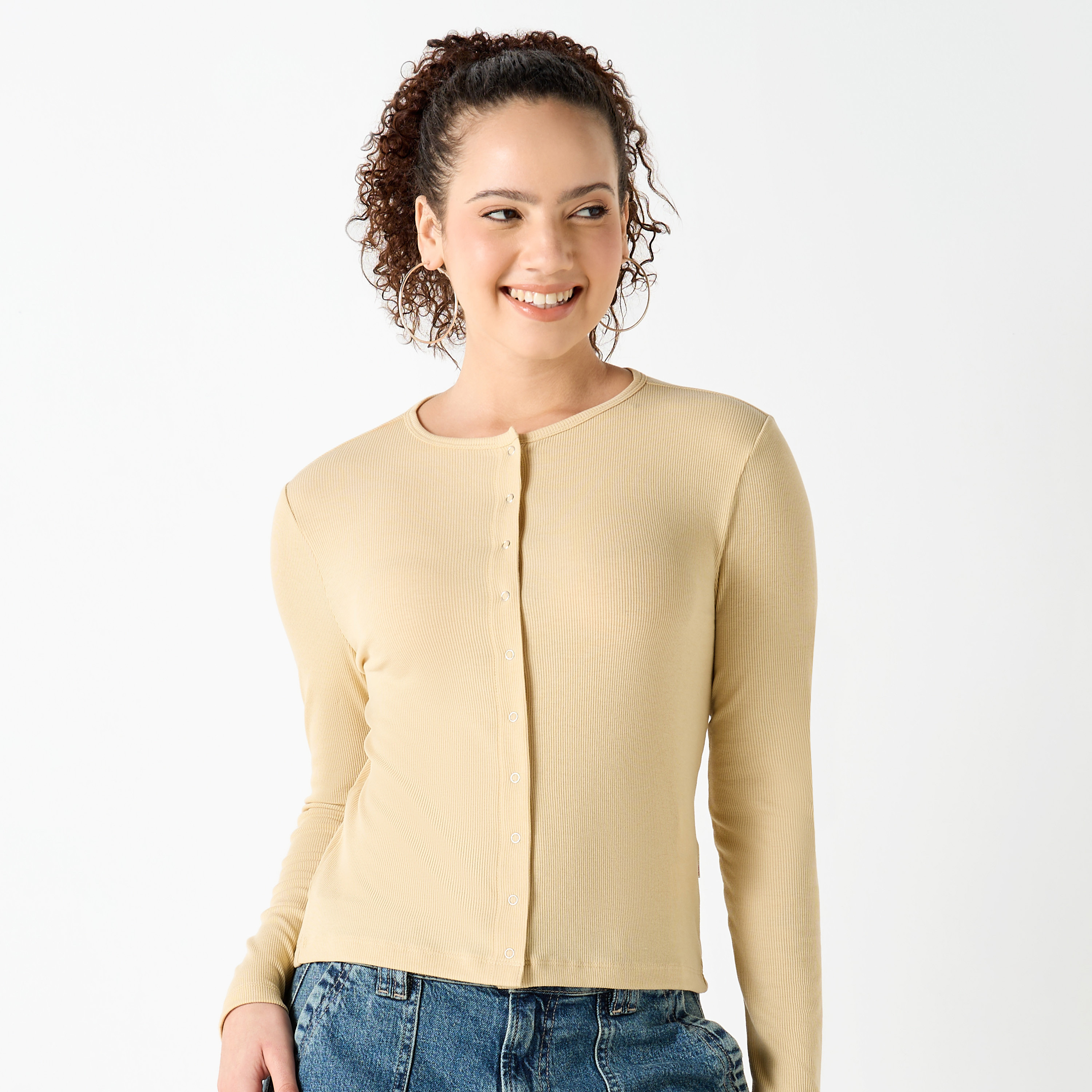 قميص قطن مضلع بأكمام طويلة وإغلاق أزرار-women-clothing-shirtsandblouses-shirts-image-5