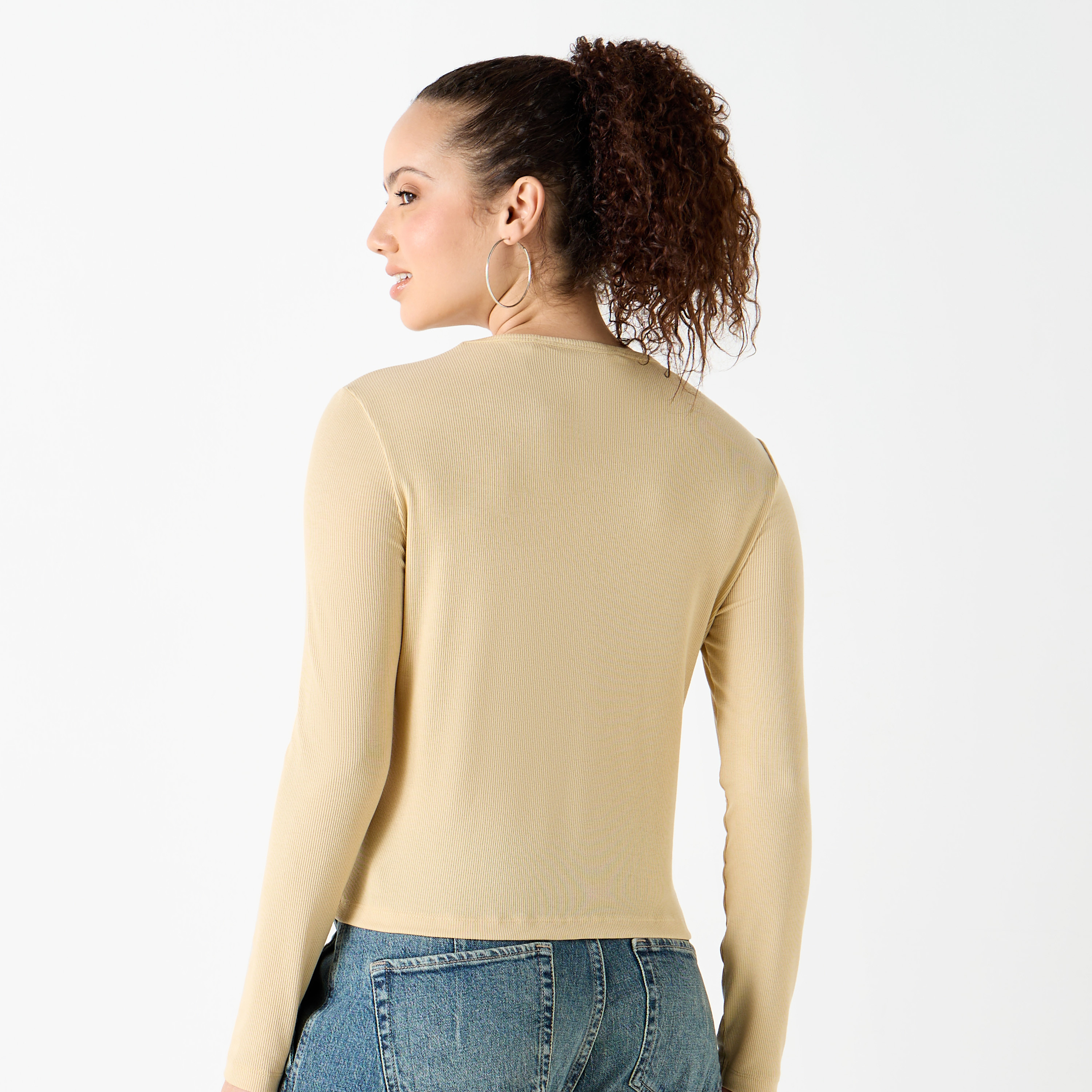 قميص قطن مضلع بأكمام طويلة وإغلاق أزرار-women-clothing-shirtsandblouses-shirts-image-7