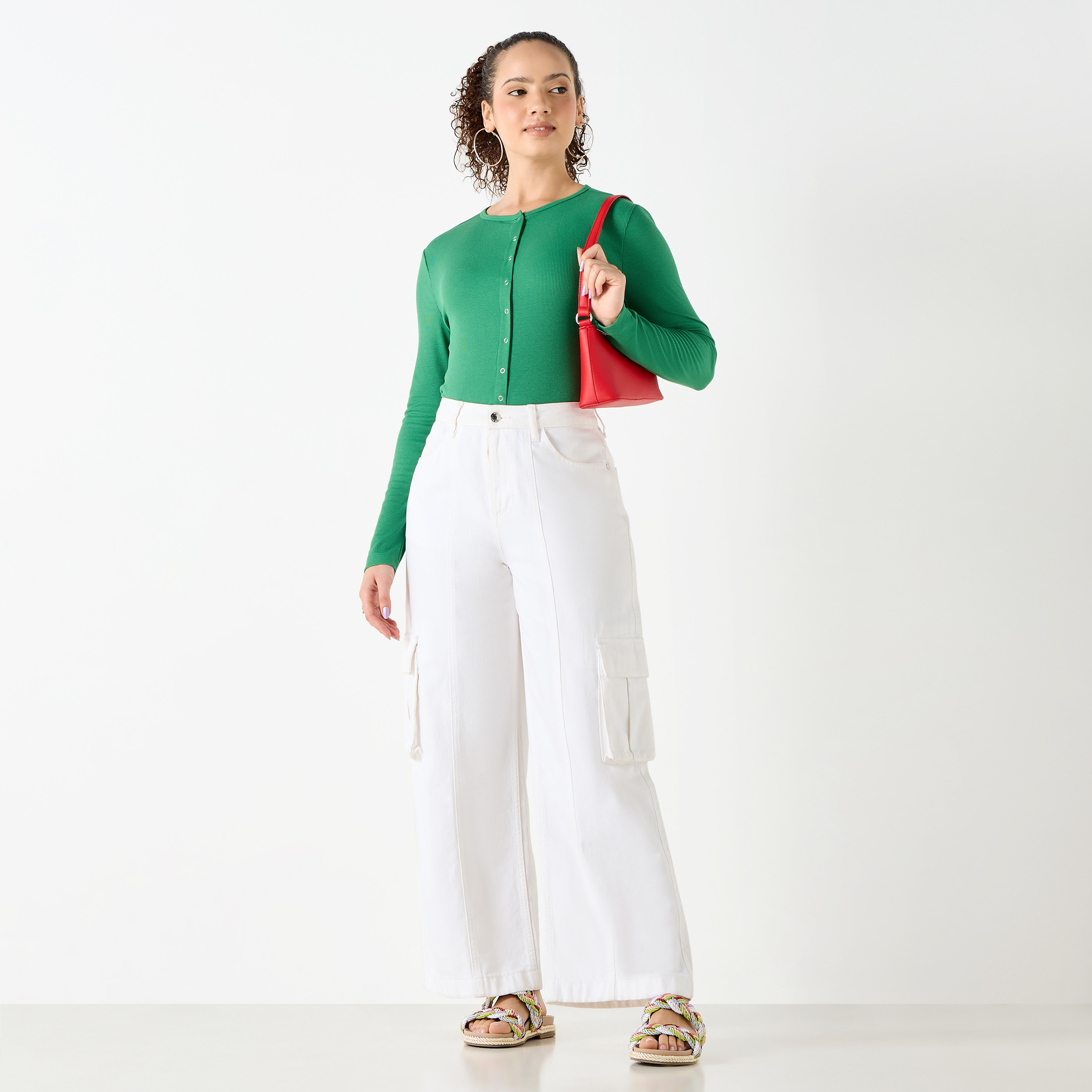 قميص قطن مضلع بأكمام طويلة وإغلاق أزرار-women-clothing-shirtsandblouses-shirts-image-2