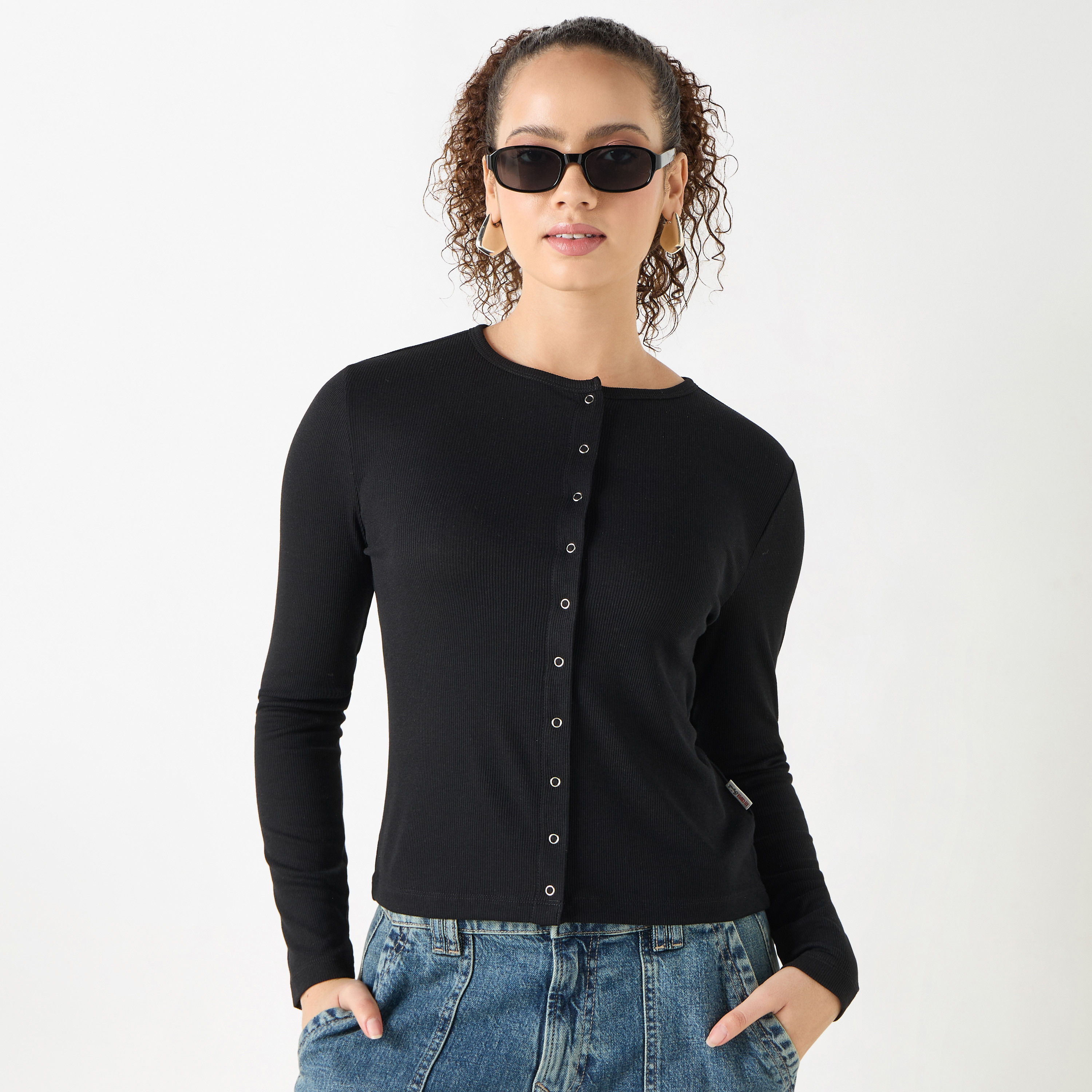 قميص قطن مضلع بأكمام طويلة وإغلاق أزرار-women-clothing-shirtsandblouses-shirts-image-13