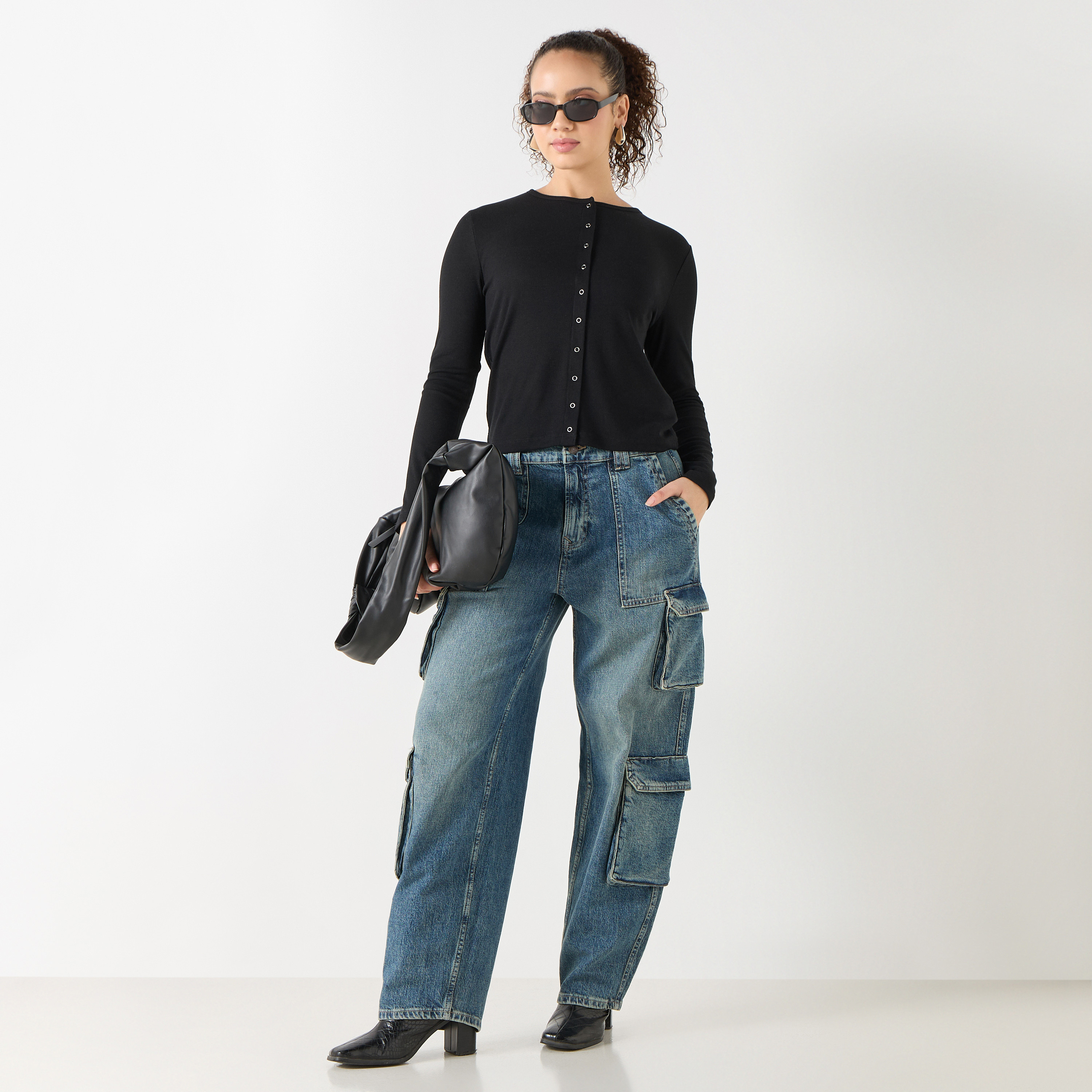 قميص قطن مضلع بأكمام طويلة وإغلاق أزرار-women-clothing-shirtsandblouses-shirts-image-14