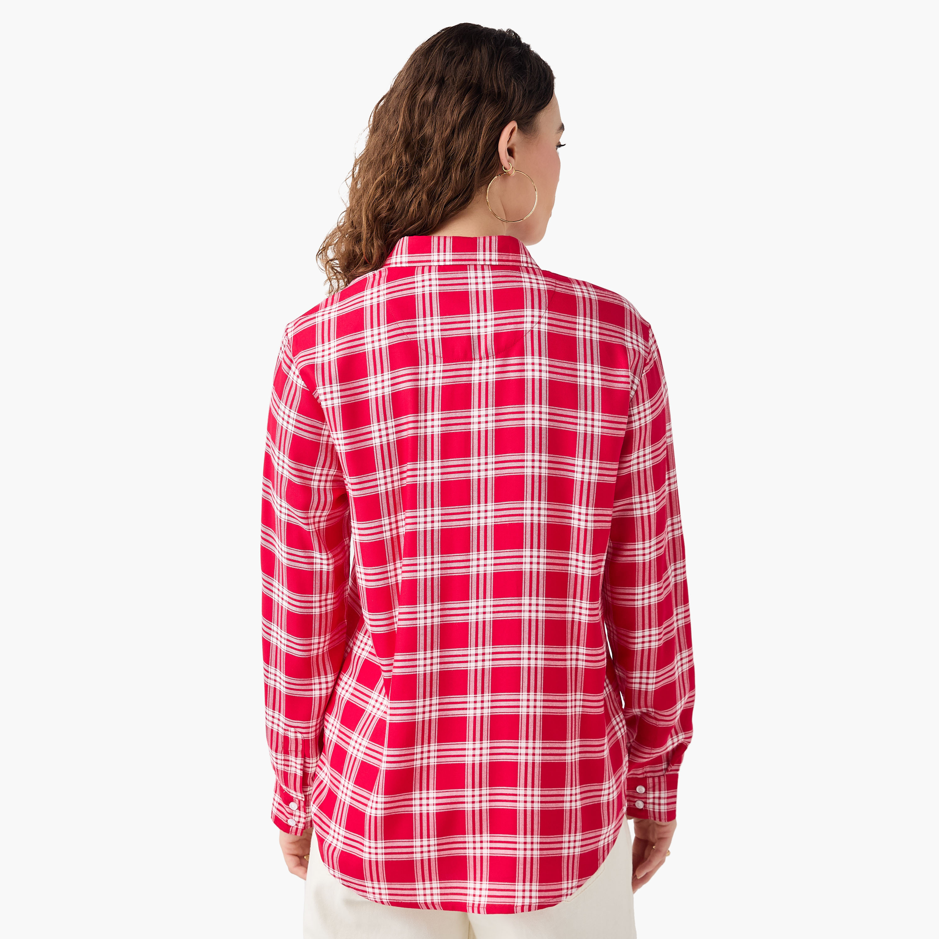 Lee Cooper Regular Fit Checked Collared Shirt with Long Sleeves-women-clothing-shirtsandblouses-shirts-image-3