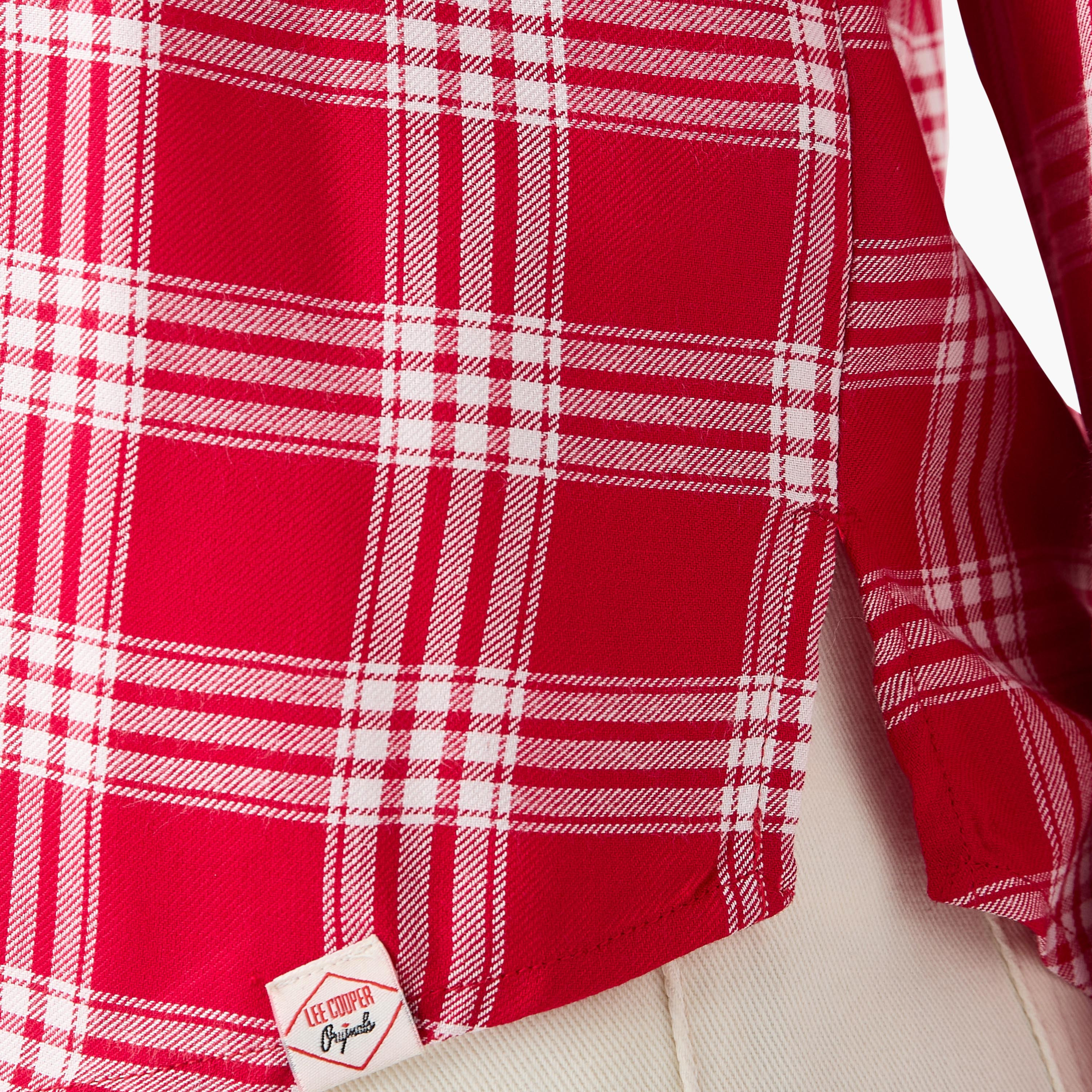 Lee Cooper Regular Fit Checked Collared Shirt with Long Sleeves-women-clothing-shirtsandblouses-shirts-image-21
