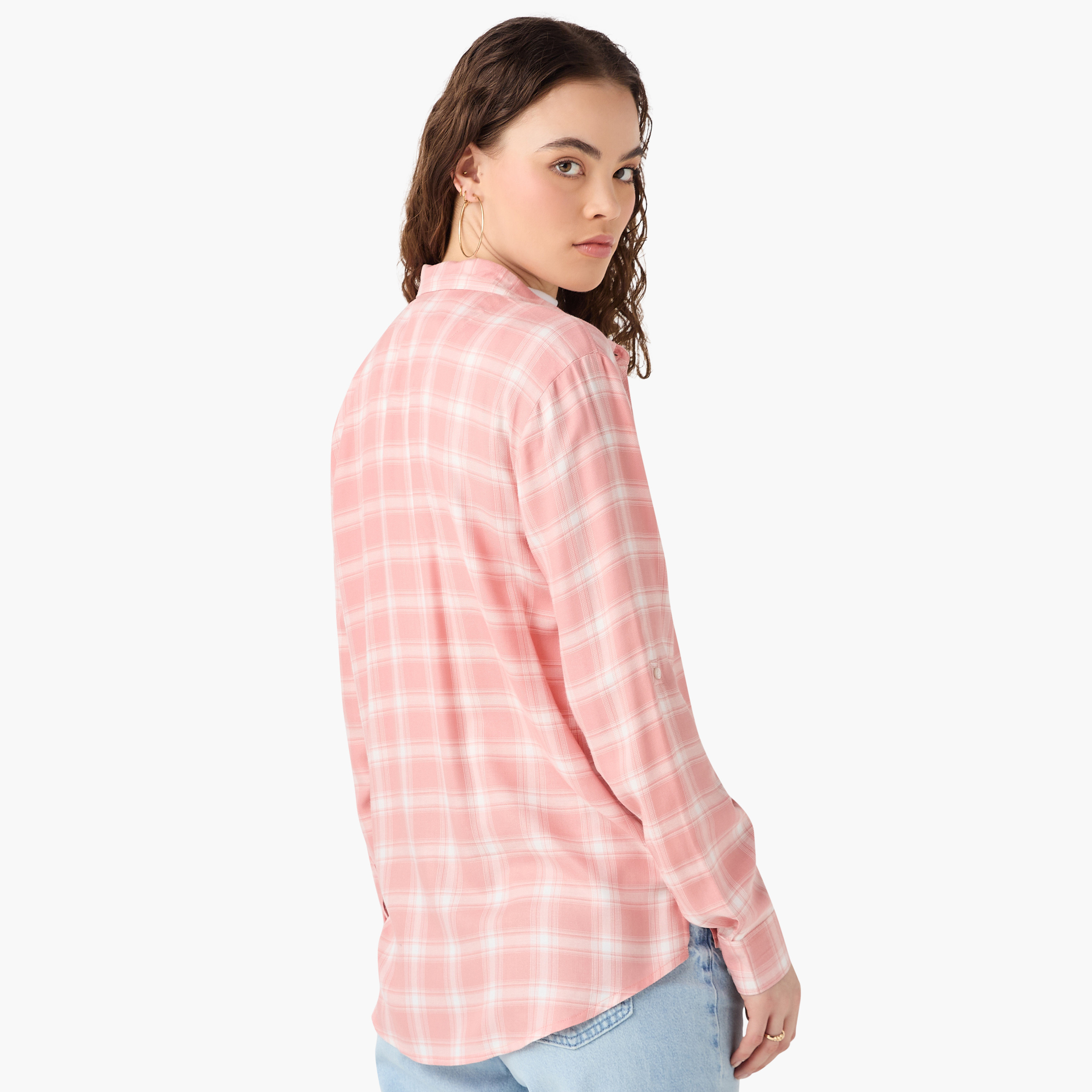 Lee Cooper Regular Fit Checked Collared Shirt with Long Sleeves-women-clothing-shirtsandblouses-shirts-image-14