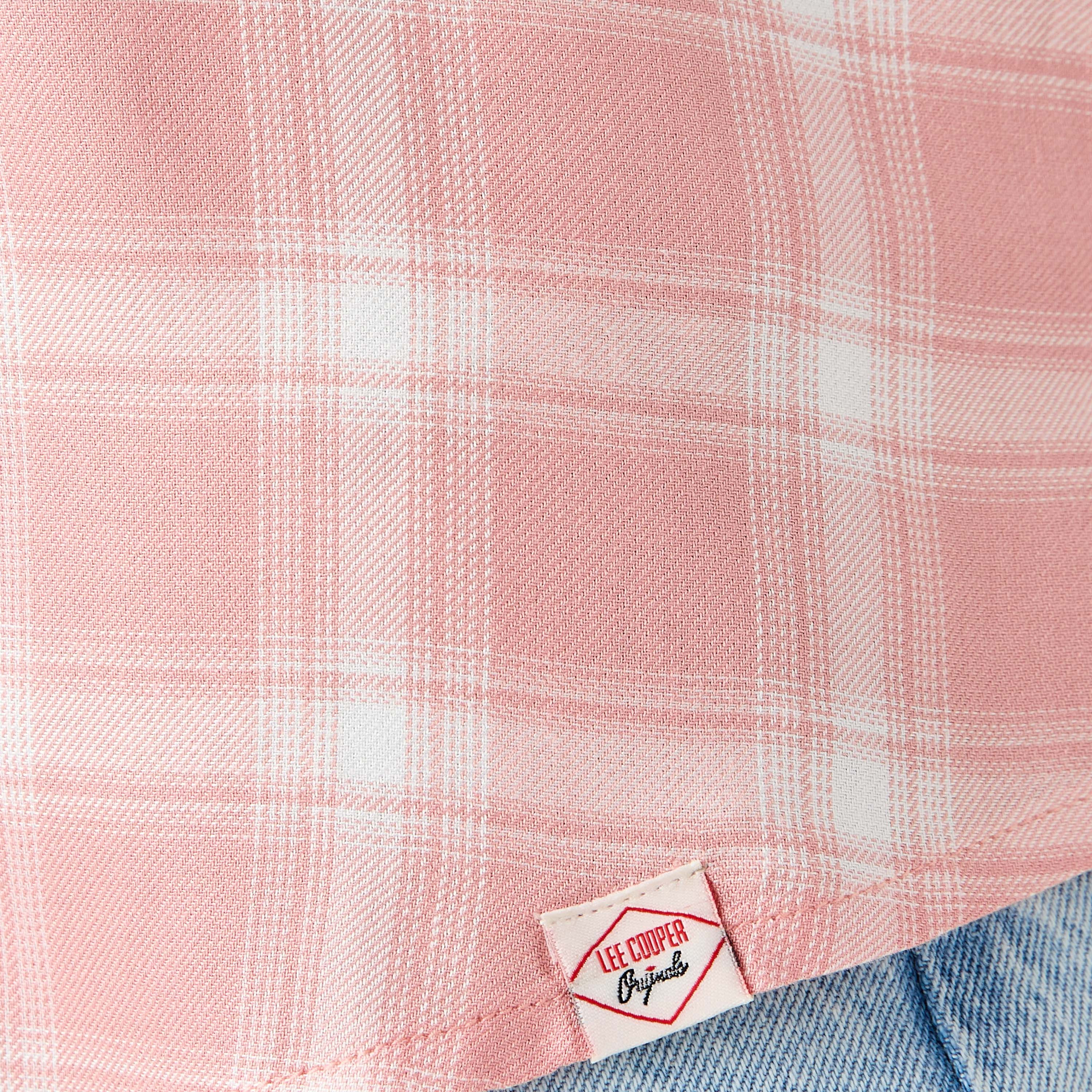 Lee Cooper Regular Fit Checked Collared Shirt with Long Sleeves-women-clothing-shirtsandblouses-shirts-image-5