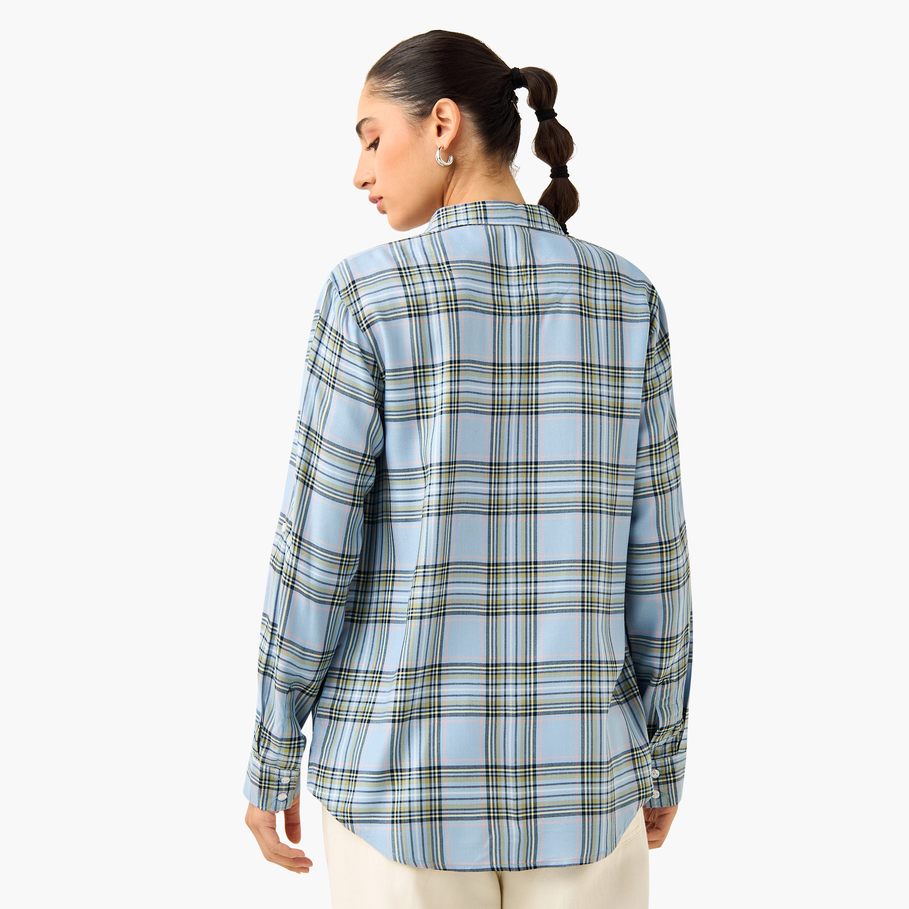 Lee Cooper Regular Fit Checked Collared Shirt with Long Sleeves-women-clothing-shirtsandblouses-shirts-image-8