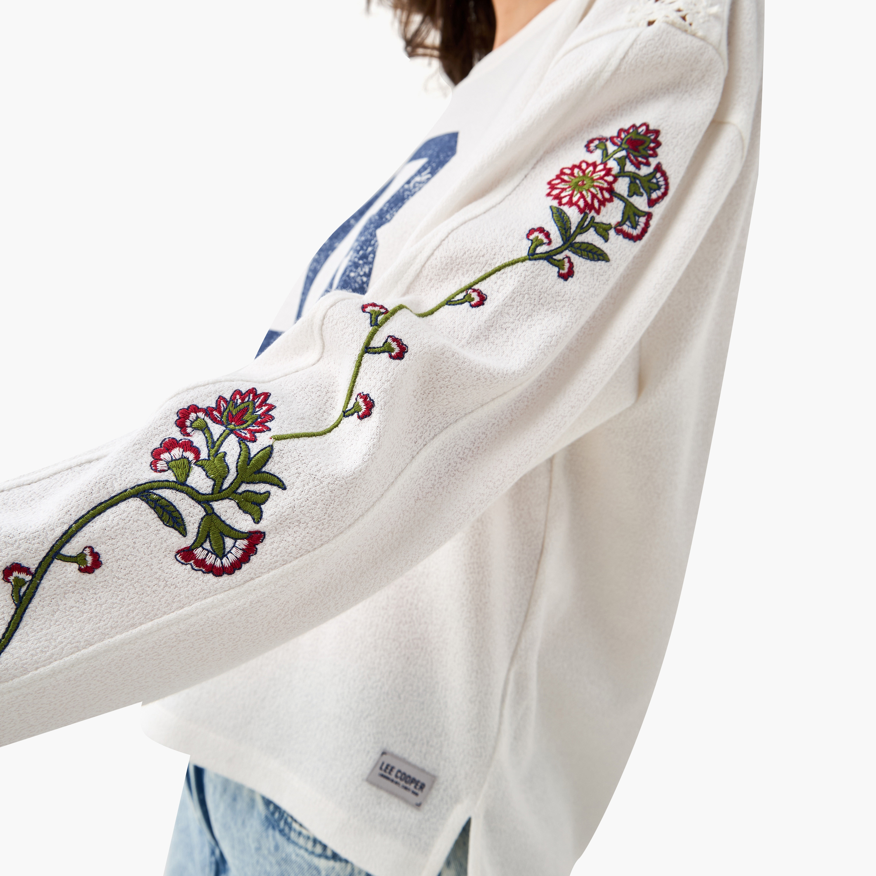 Lee Cooper Embroidered Varsity Print T-shirt with Crew Neck-women-clothing-tshirts-image-4