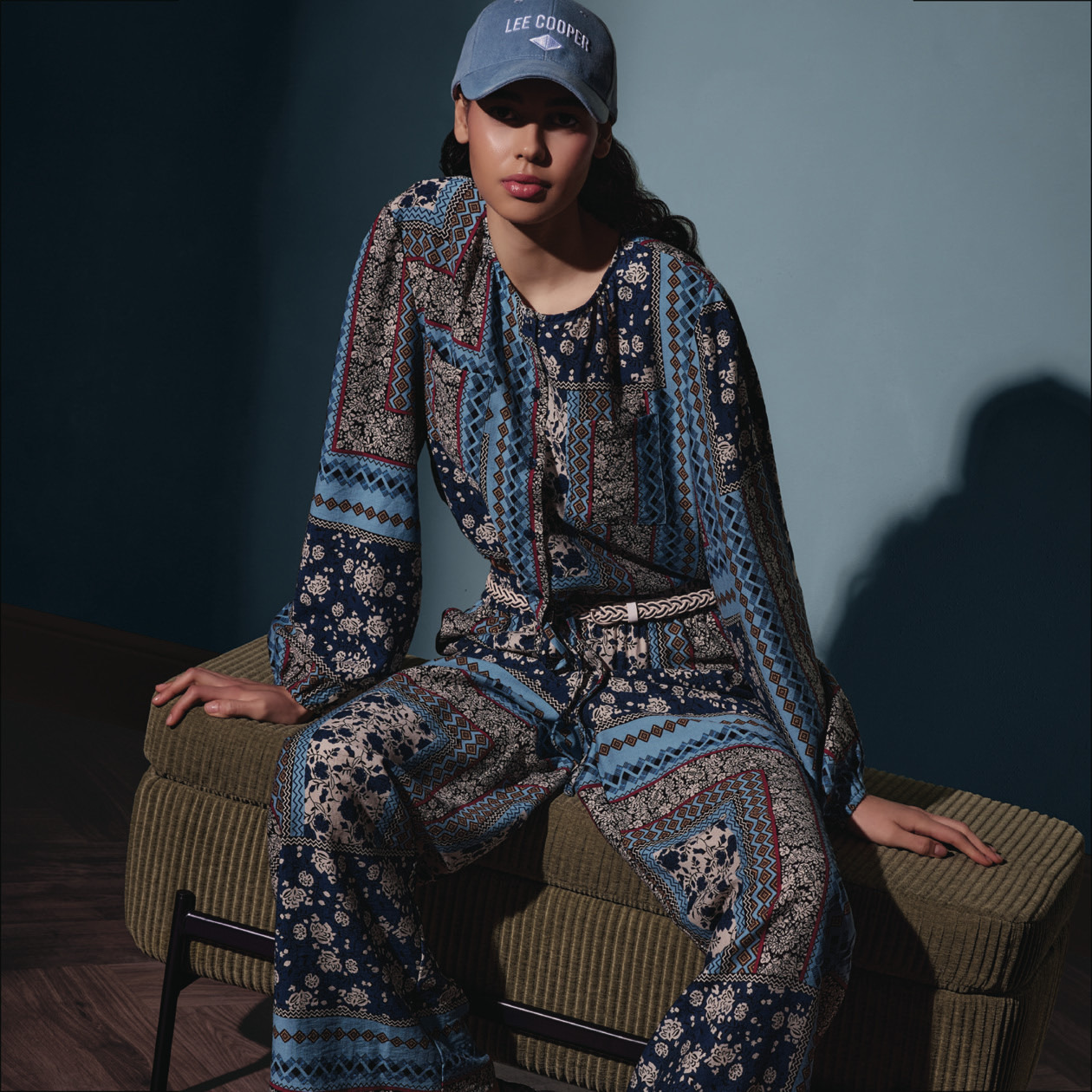 Lee Cooper All-Over Print Top with Long Sleeves and Tie-Up Detail-women-clothing-coordsets-image-1