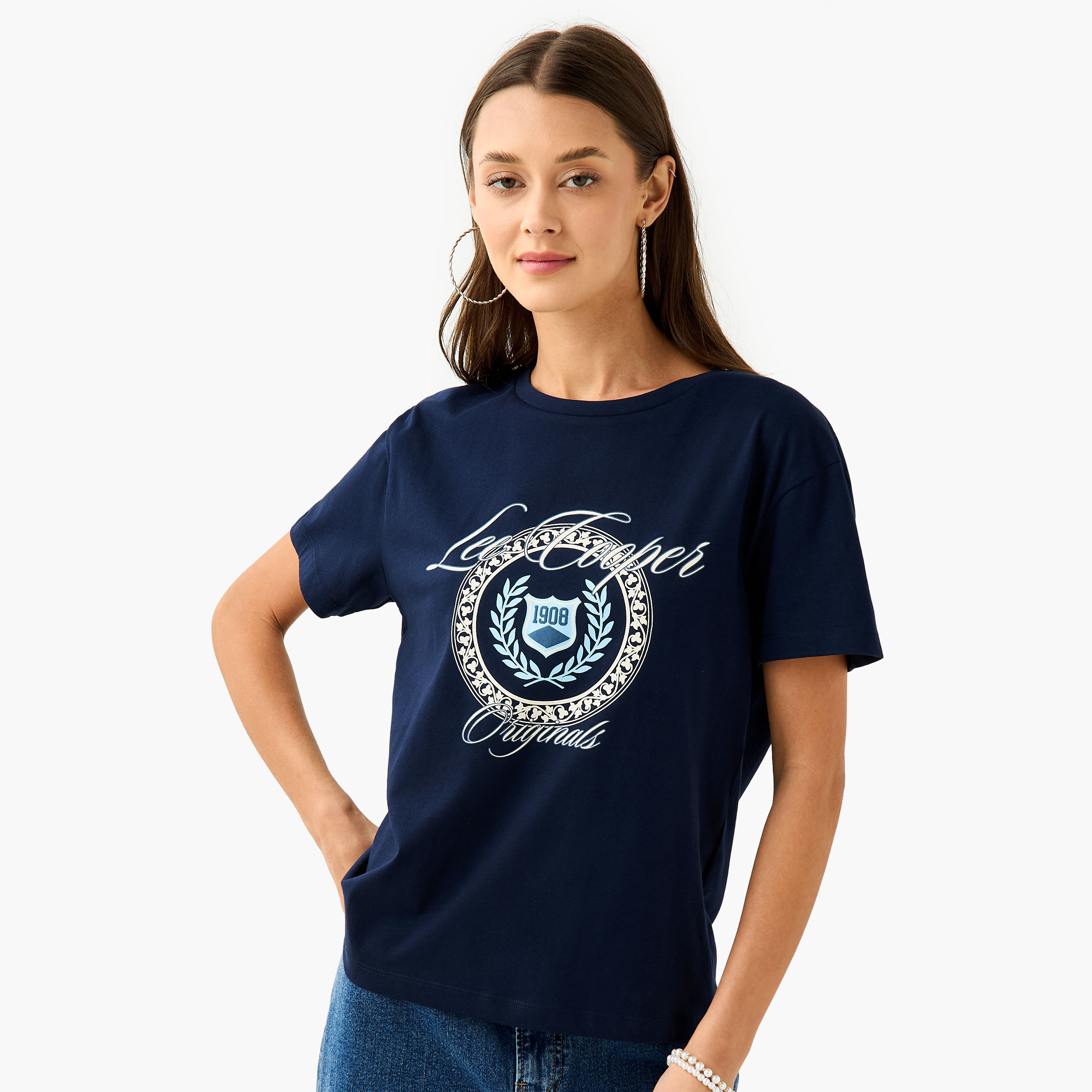 Lee Cooper Graphic Print T-shirt with Crew Neck-women-clothing-tshirts-image-1