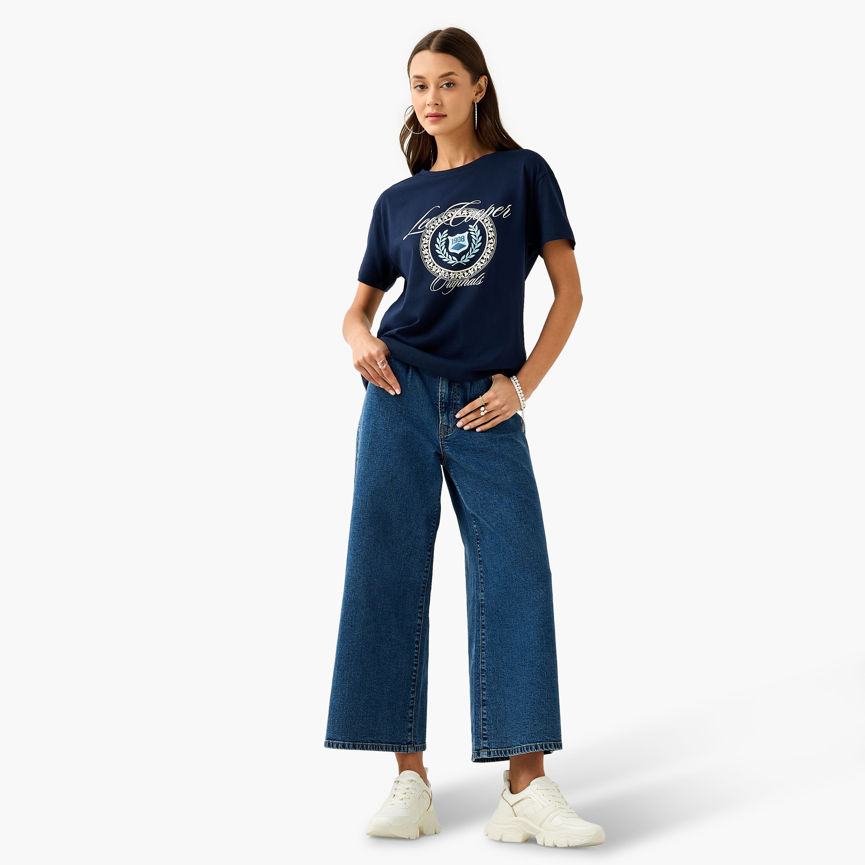 Lee Cooper Graphic Print T-shirt with Crew Neck-women-clothing-tshirts-image-2