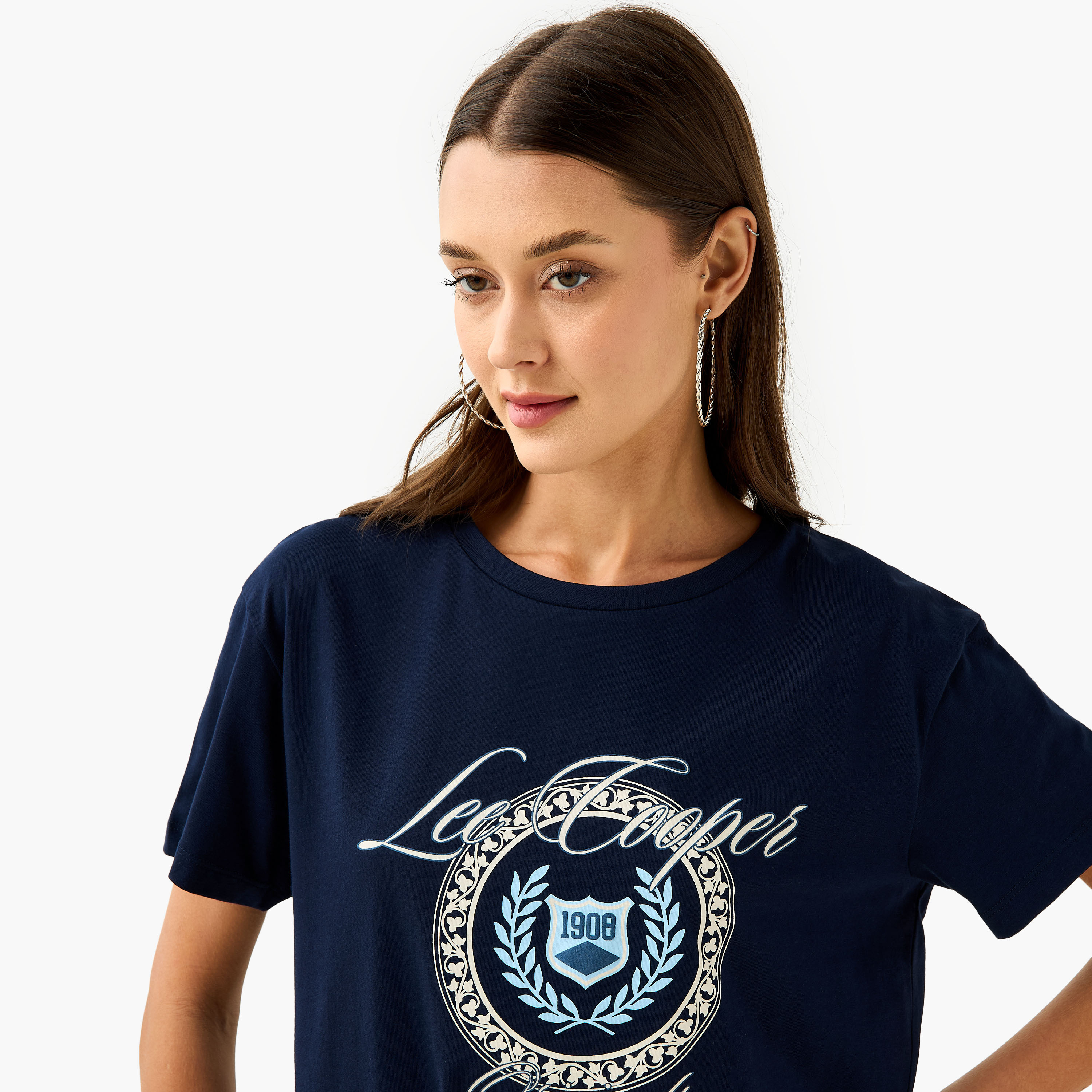Lee Cooper Graphic Print T-shirt with Crew Neck-women-clothing-tshirts-image-4