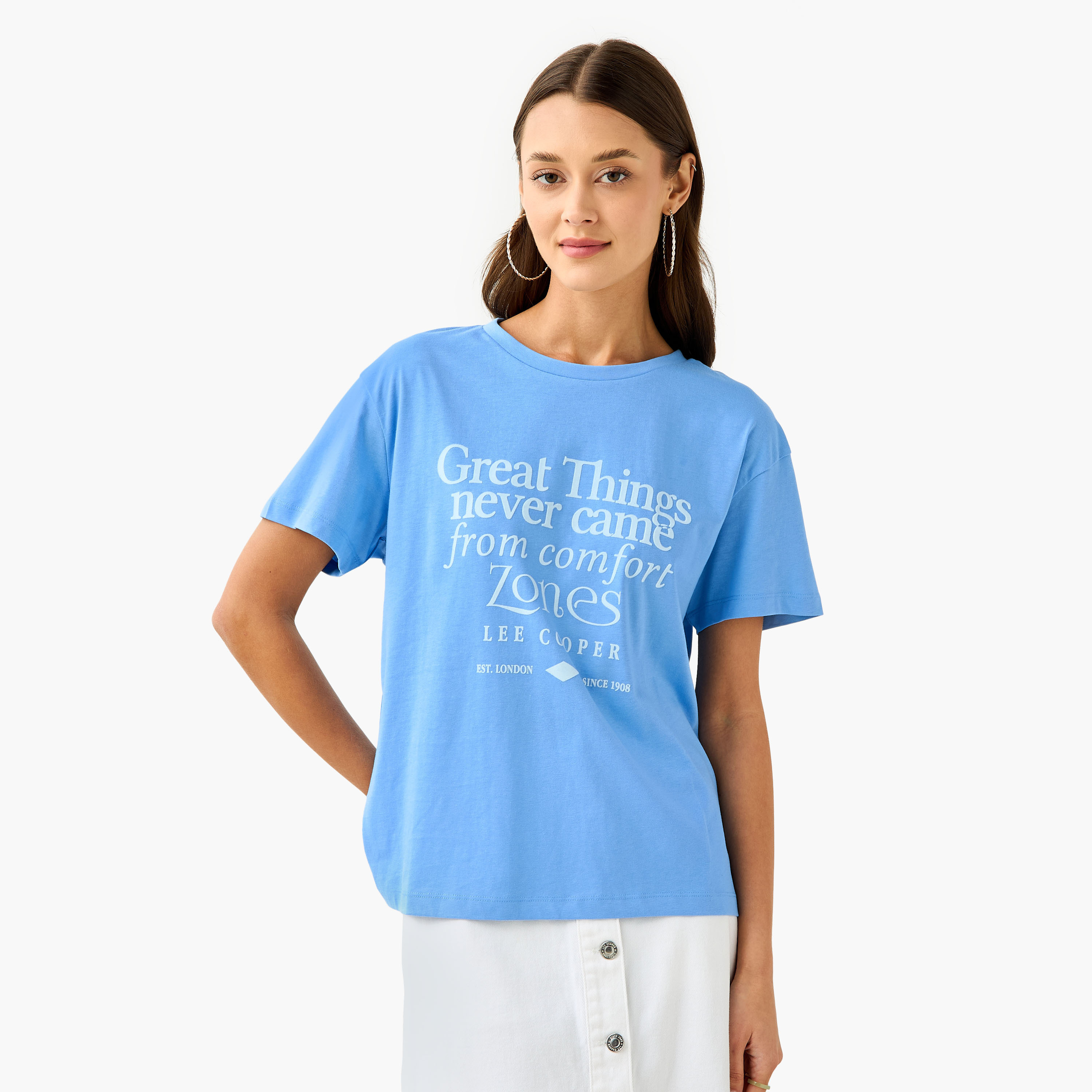 Lee Cooper Graphic Print T-shirt with Crew Neck-women-clothing-tshirts-image-1